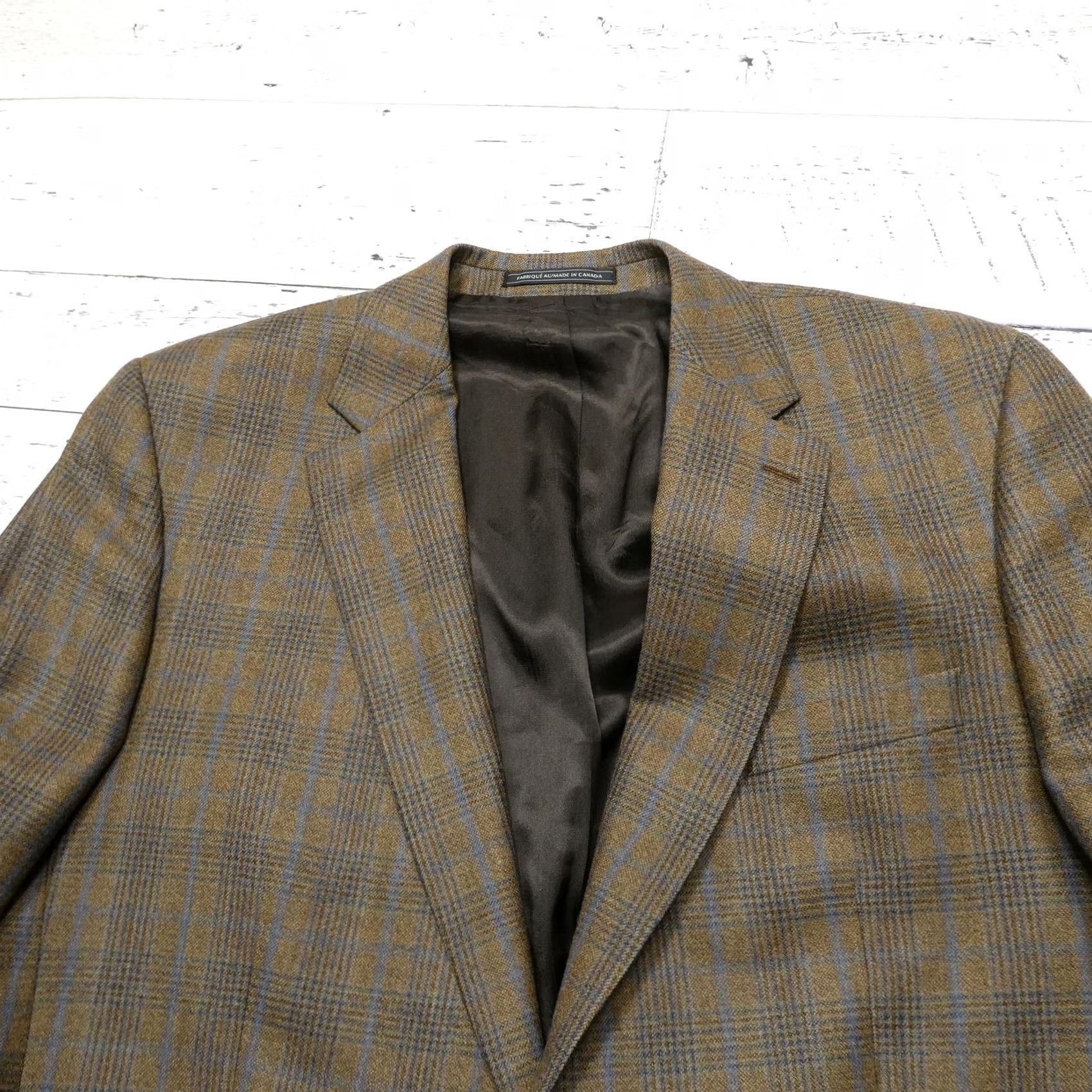Linea Linea Sport Coat Mens 46L Long Brown Plaid Wool Tweed Blazer Jacket Canada Size 46R - 2 Thumbnail