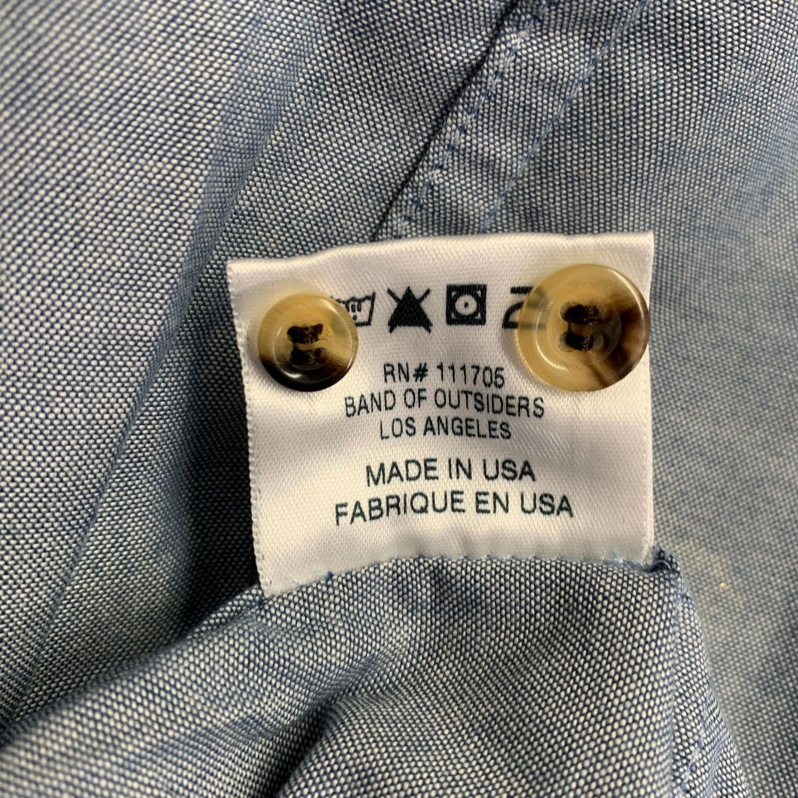 Band Of Outsiders Size L Blue Grey Cotton One Pocket Long Sleeve Shirt Size US L / EU 52-54 / 3 - 6 Thumbnail