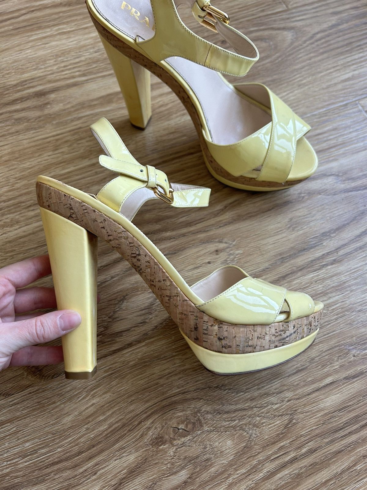 Prada Prada leather ankle strap cork high heels sandal size 39,5 Size US 9.5 / IT 39.5 - 2 Thumbnail