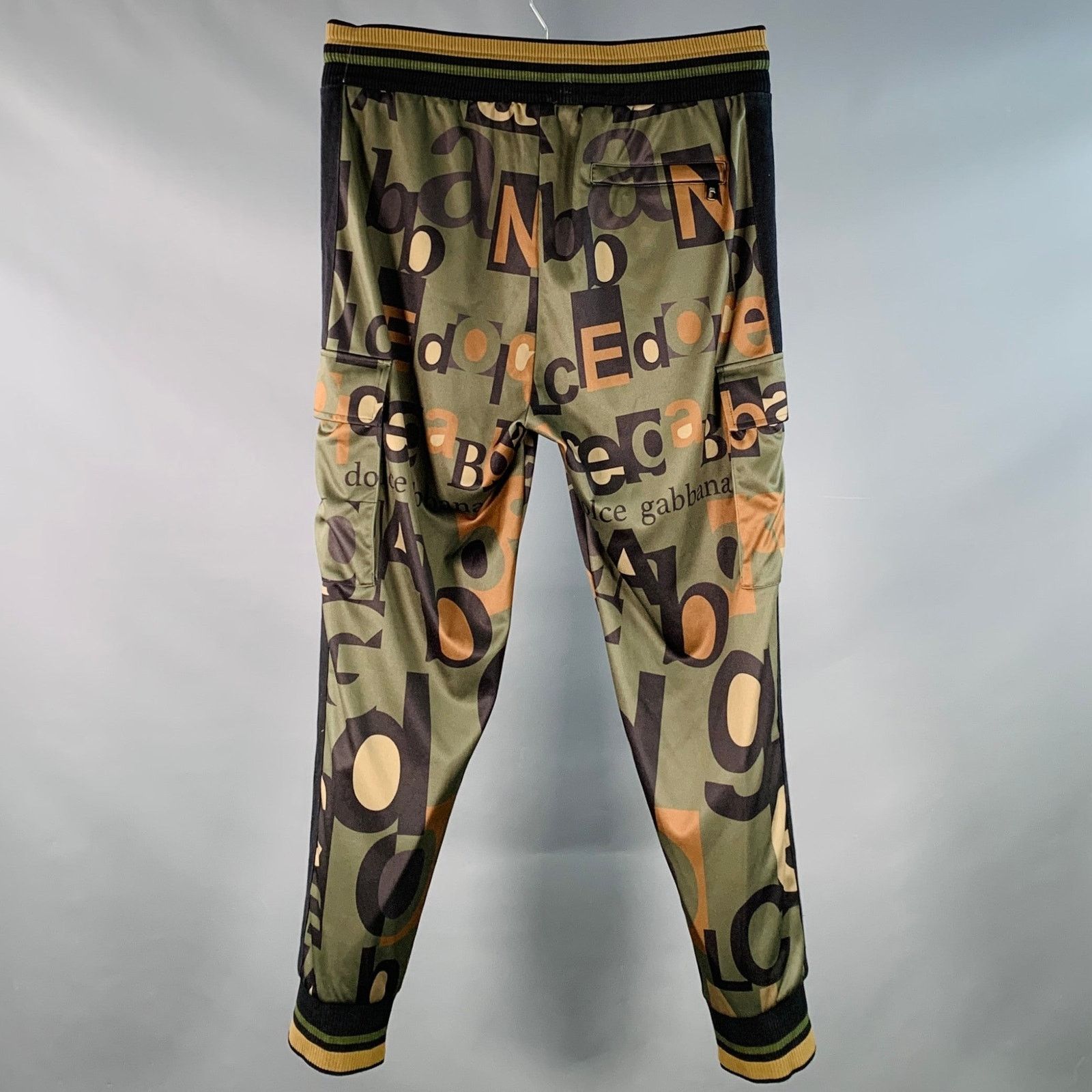 Dolce & Gabbana Size 34 Black Olive Brown Logo Polyester Cargo Casual Pants Size US 34 / EU 50 - 3 Thumbnail