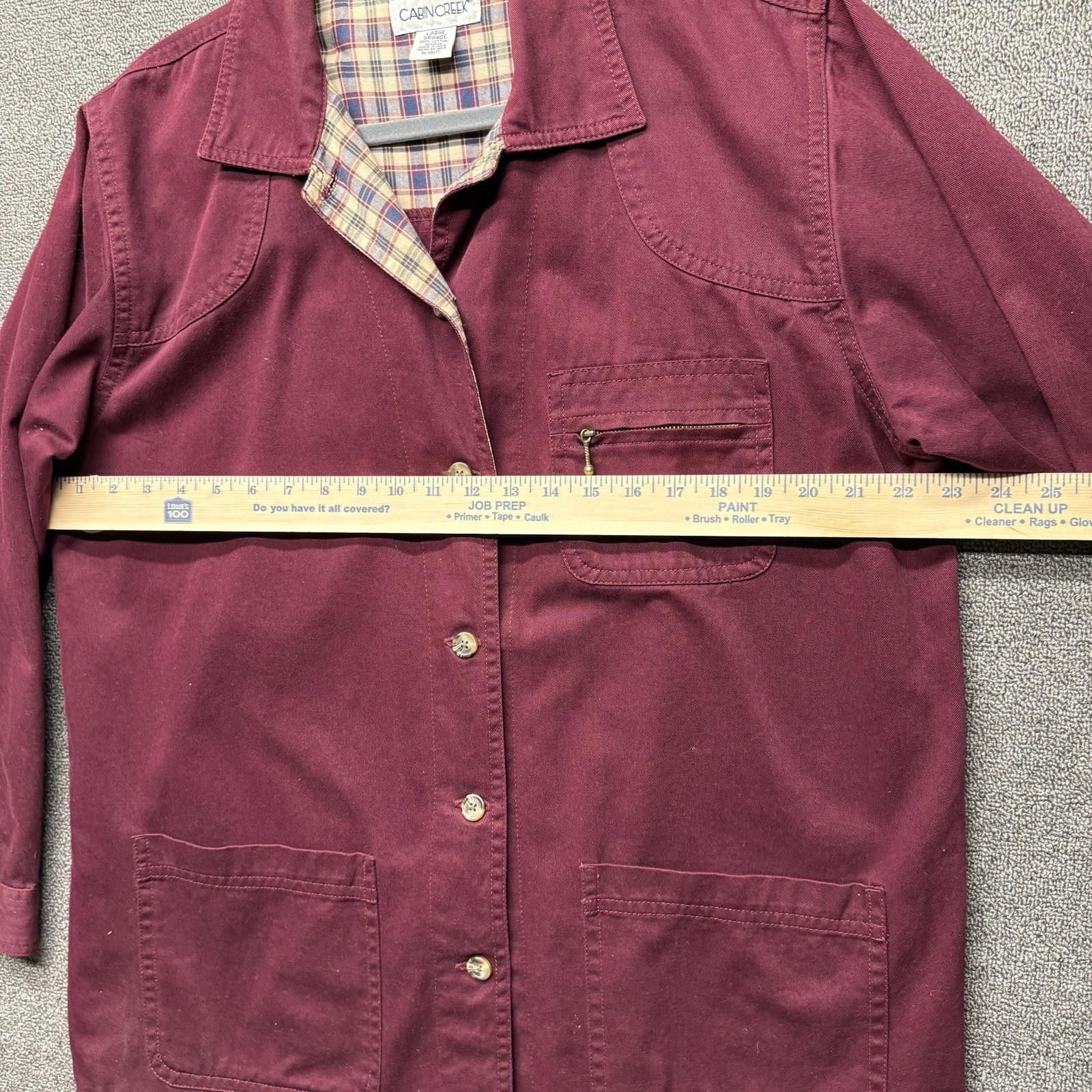 Cabin Creek Cabin Creek Burgundy Plaid Lined Barn Chore Jacket Women L Size L / US 10 / IT 46 - 7 Thumbnail