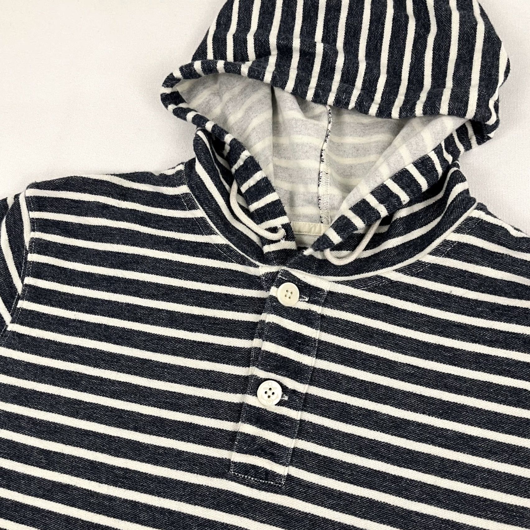 J.Crew J.CREW Hoodie Mens Large Blue White Striped Cotton Casual Preppy Henley F7683 Size US L / EU 52-54 / 3 - 6 Thumbnail