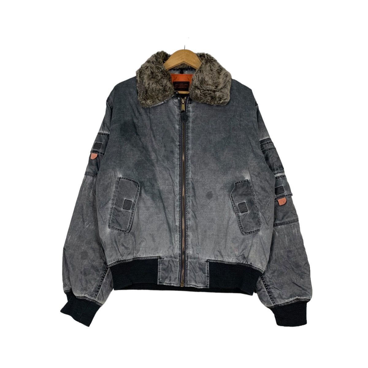 Vintage Be-J Snow Washed Fur Neck MA1 Flight Jacket #1057-C48 Size US L / EU 52-54 / 3 - 1 Thumbnail