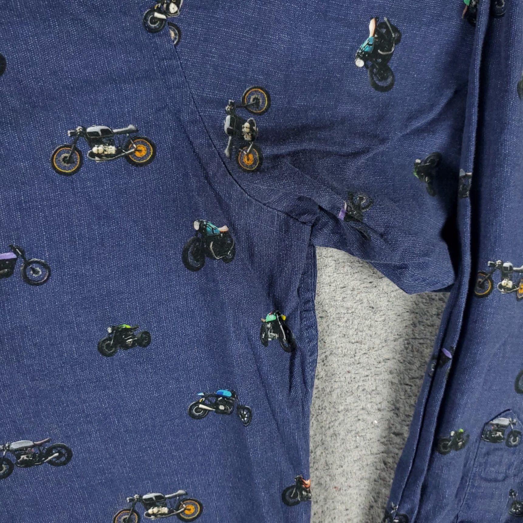 BUGATCHI VINTAGE Bugatchi Uomo Men's Shirt Medium Blue Motorcycle Print Geometric Long Sleeve Button-Up Classic Fit Casual Size US M / EU 48-50 / 2 - 4 Thumbnail