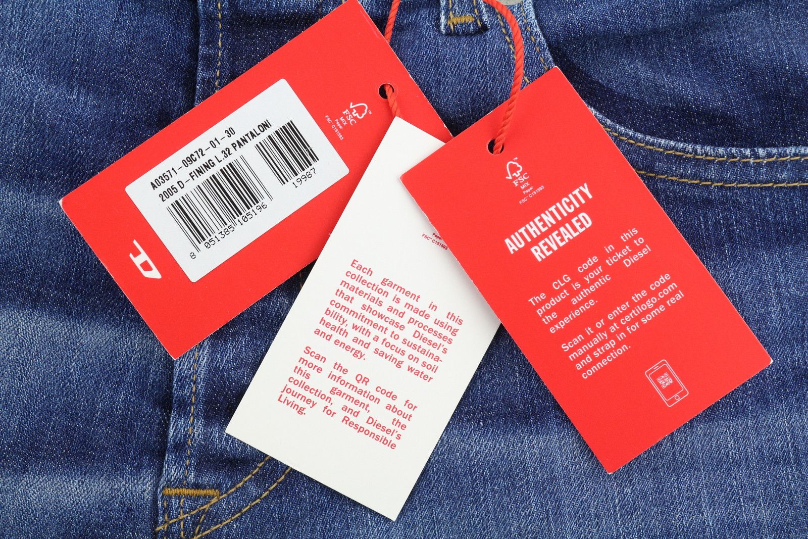 Diesel 2005 D-FINING 09C72 W30/L32 Regular Tapered Jeans 40918 Size US 30 / EU 46 - 8 Thumbnail