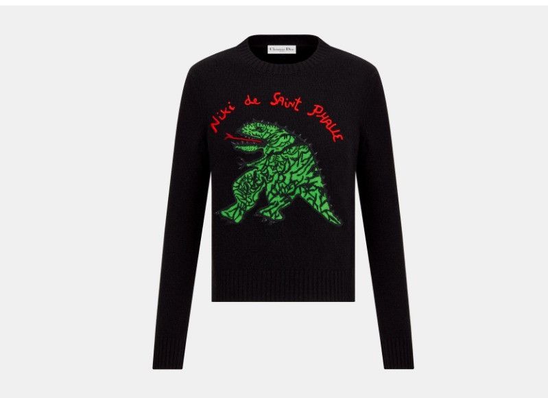 Dior o1w1db10325 414S5 Embroidered Sweater in Black Size L / US 10 / IT 46 - 1 Thumbnail