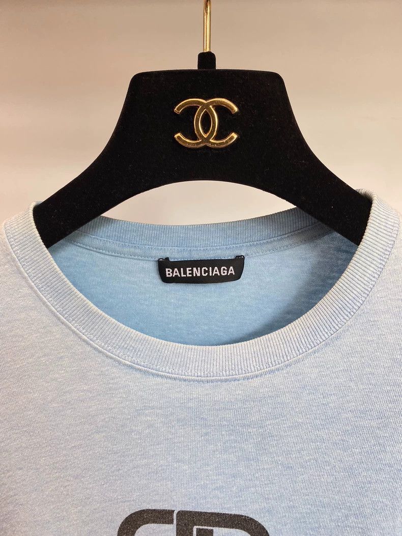 Balenciaga Balenciaga Sky blue lock logo short sleeve T-shirt 2504-Nex Size US M / EU 48-50 / 2 - 4 Thumbnail