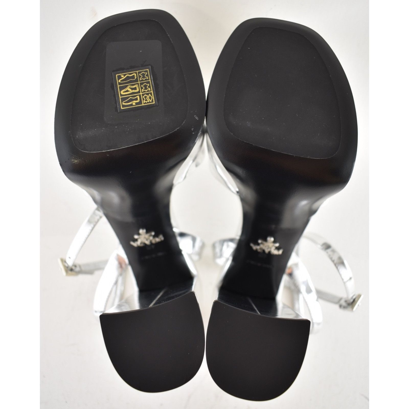 Prada Prada 135mm Metallic Silver Logo Platform Sandal Size US 10 / IT 40 - 19 Thumbnail