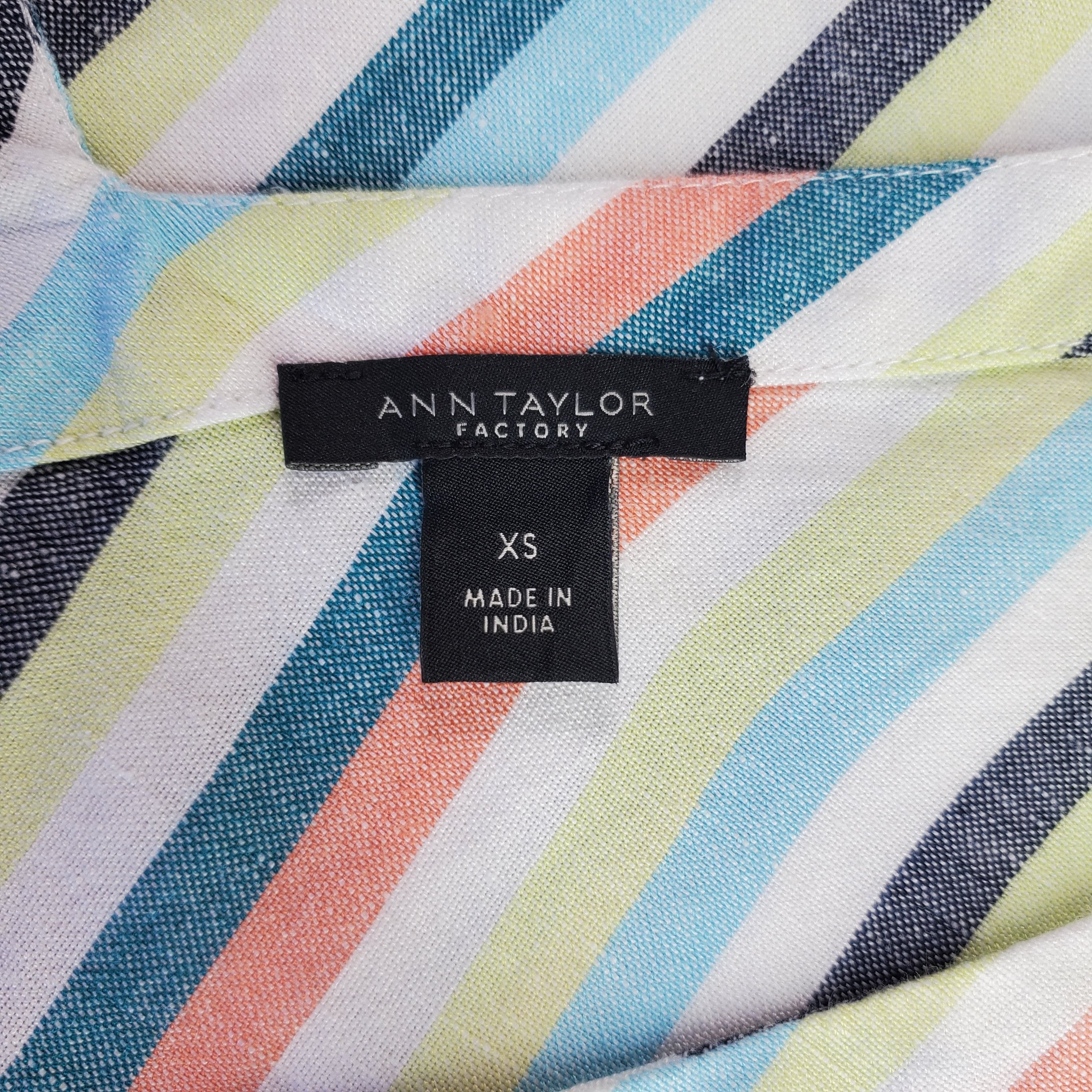 Ann Taylor Ann Taylor Size XS Blouse Rainbow Stripe Linen Chambray Size XS / US 0-2 / IT 36-38 - 6 Thumbnail