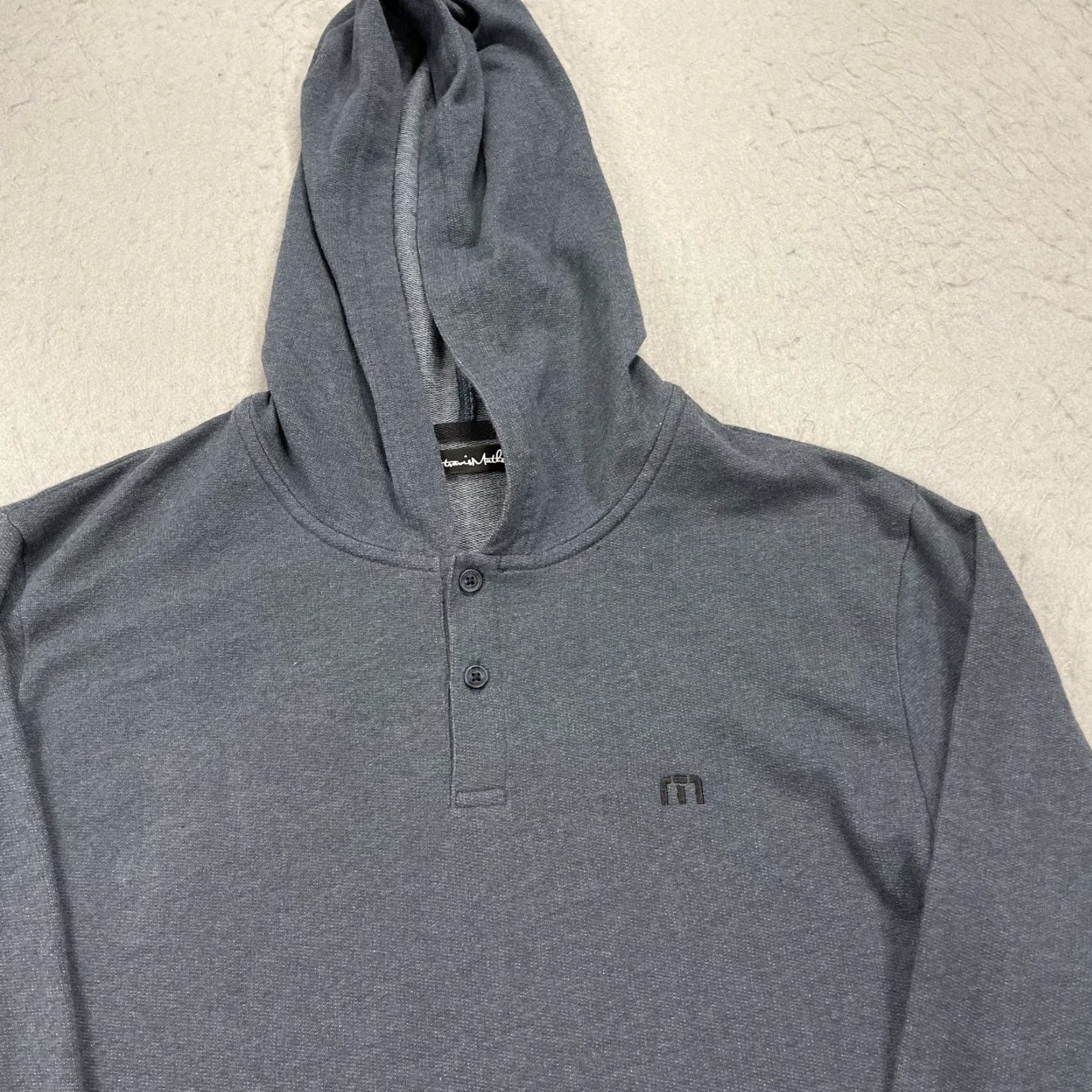 TravisMathew Travis Mathew Hoodie Mens Large Golf Exits Covered Pullover Sweatshirt Henley TM Color: Blue Pattern: Solid Size: L Theme: Sports Features: Hooded Size US L / EU 52-54 / 3 - 2 Thumbnail
