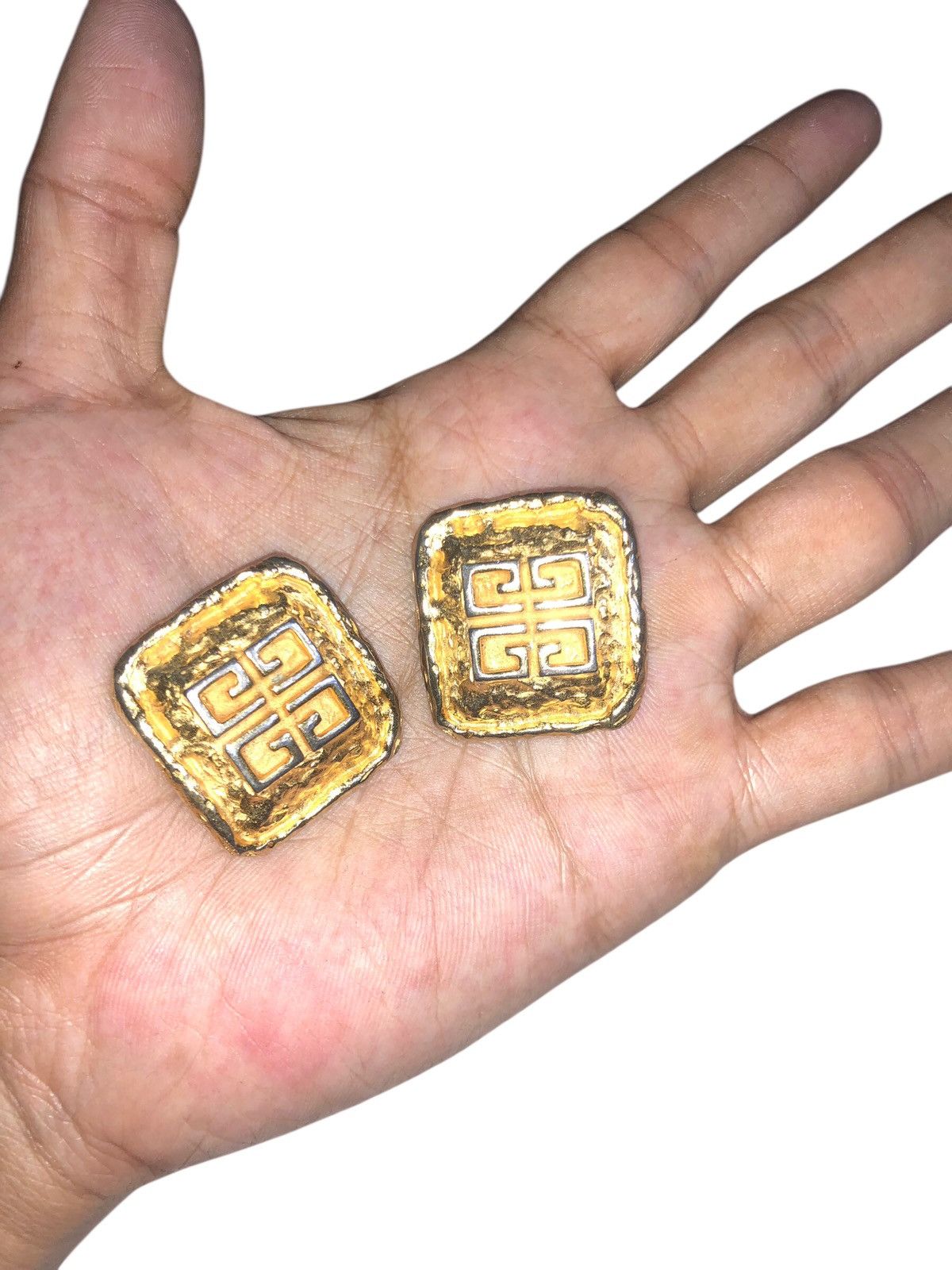 Givenchy 💯🔥Vintage GIVENCHY PARIS Square Logo Gold Earrings Parfums Size ONE SIZE - 3 Thumbnail