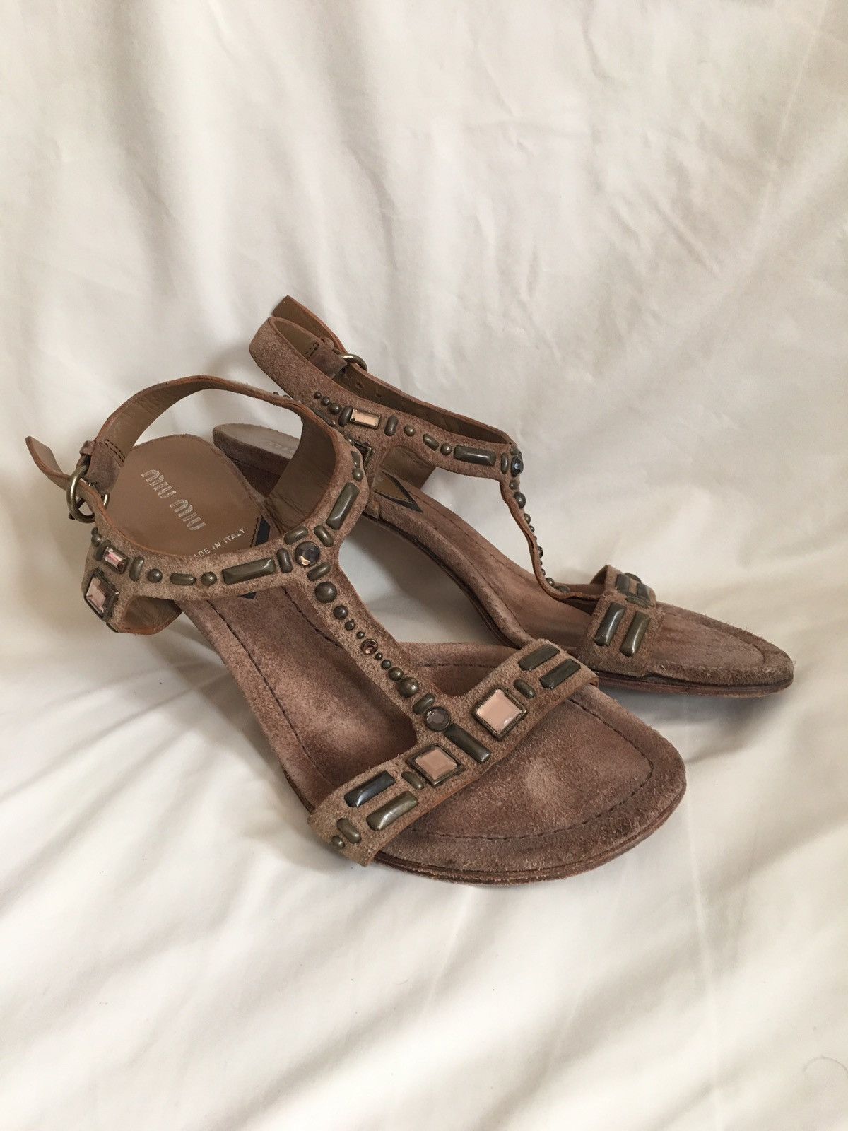 Miu Miu MIU MIU Brown Suede Rhinestones Heels Sandals EU 38 Size US 8 / IT 38 - 5 Thumbnail