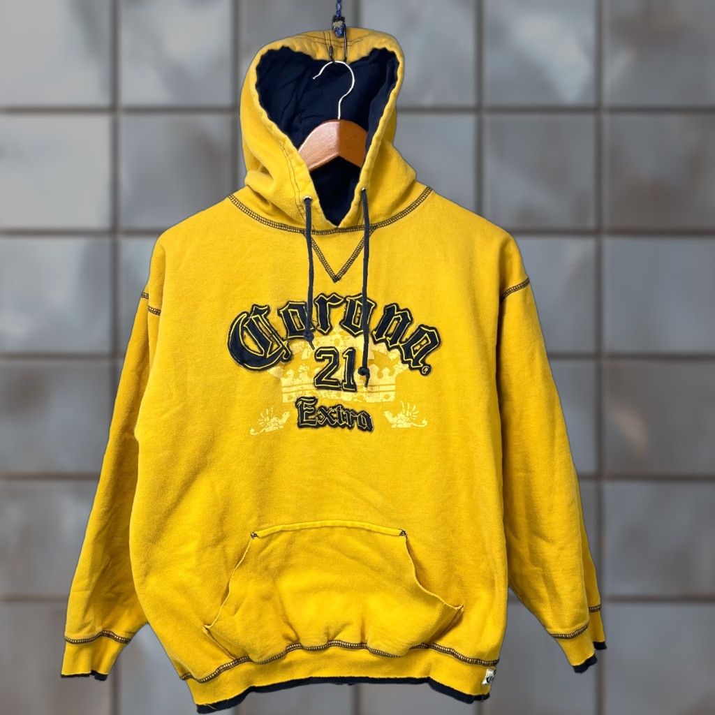 Vintage VINTAGE Corona Extra Hoodie Mens Regular M Camouflage Yellow 90s Pullover with Pockets, All Seasons - Knit Cotton Logo Crew Neck Size US M / EU 48-50 / 2 - 1 Thumbnail