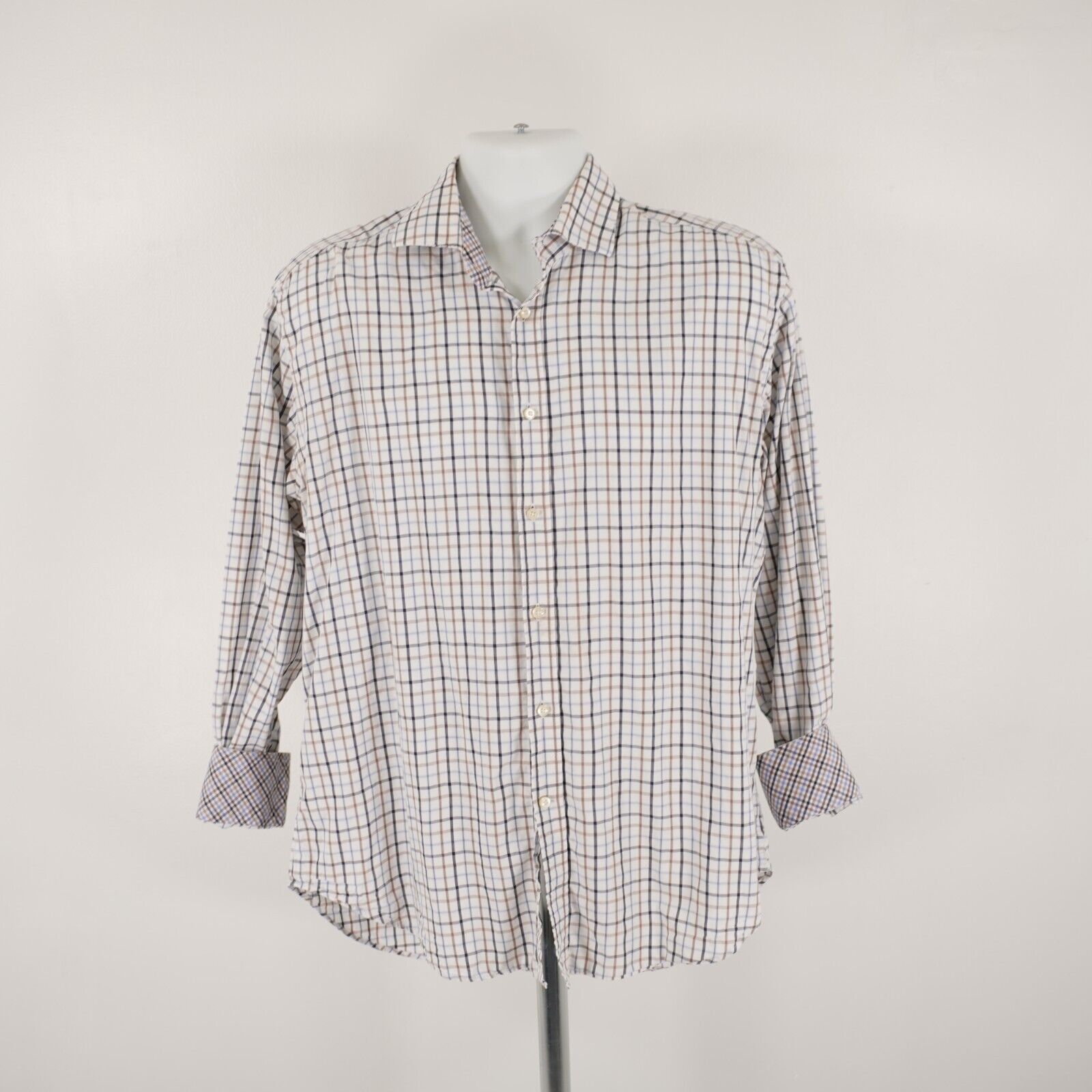 Designer Jack Stone Thomas Dean Large Cream W/ Orange Blue Plaid Flip Size US L / EU 52-54 / 3 - 4 Thumbnail