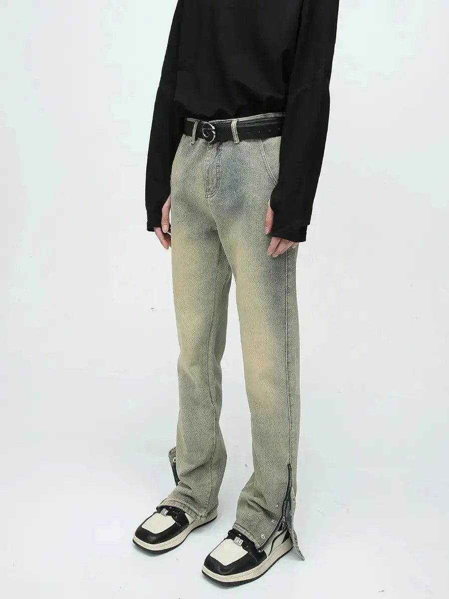 Japanese Brand Retro loose straight zipper jeans Size US 32 / EU 48 - 1 Thumbnail