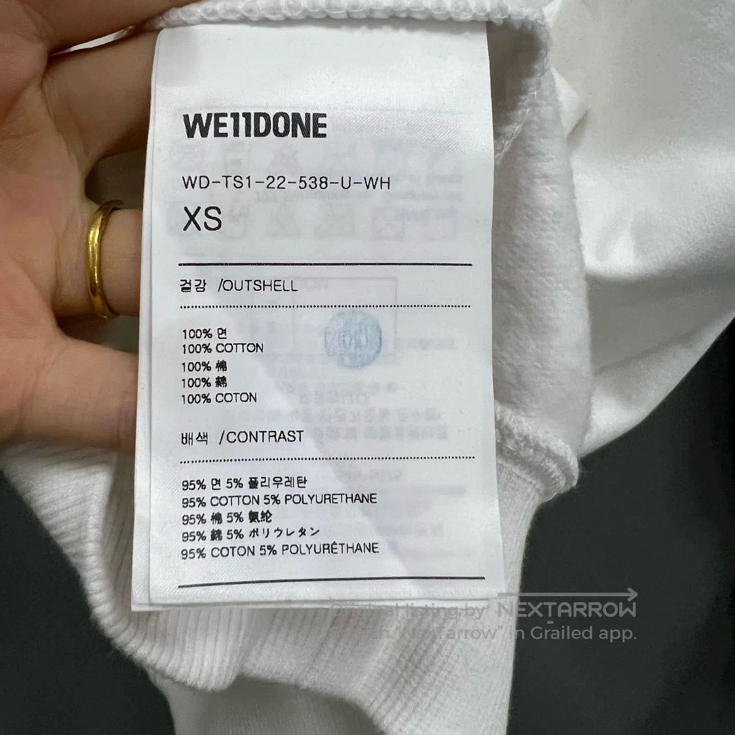 WE11DONE WE11DONE White Double Row Rivet Logo Sweatshirt. Size XS / US 0-2 / IT 36-38 - 3 Thumbnail