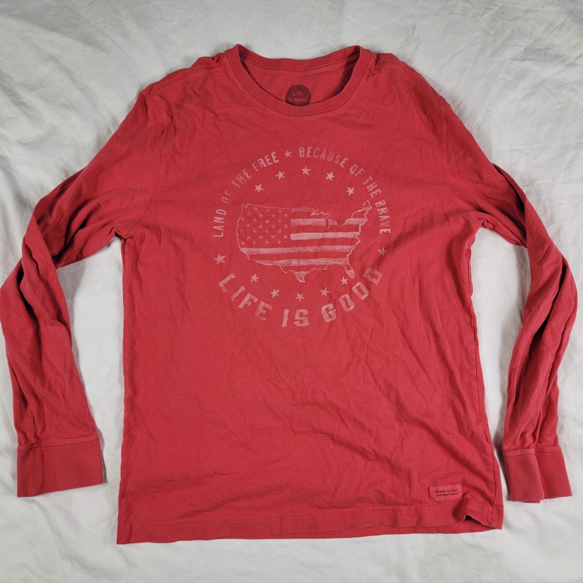 Life is Good Life Is Good Mens Small Red Shirt Land Of The Free Because O Size US S / EU 44-46 / 1 - 1 Thumbnail