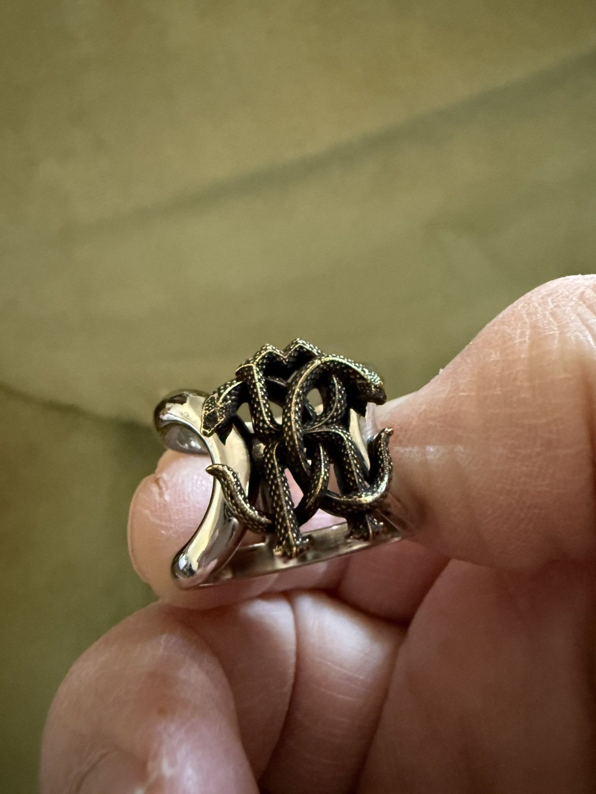 Roberto Cavalli Roberto Cavalli Monogram Serpent Ring, size 9, silver/gold Size ONE SIZE - 14 Thumbnail