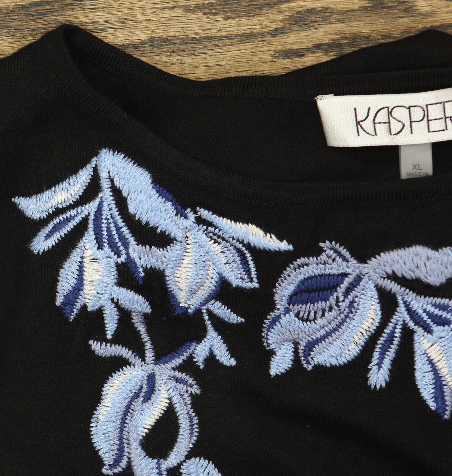 Other Nwt Kasper Womens Embroidered Knit Top 10924833 Black Xl Size XL / US 12-14 / IT 48-50 - 7 Thumbnail