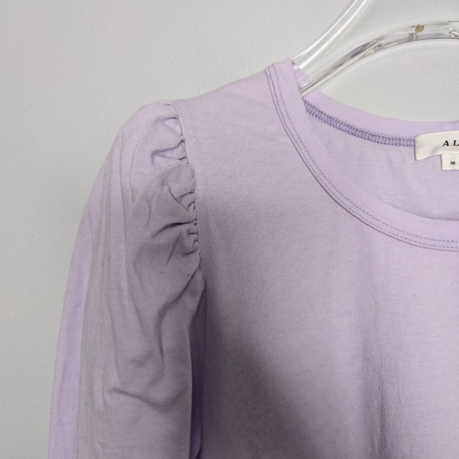 A.L.C. A.L.C. Lavender Karlie Puff Shoulder 3/4 Sleeve T-Shirt Crew Size M / US 6-8 / IT 42-44 - 3 Thumbnail
