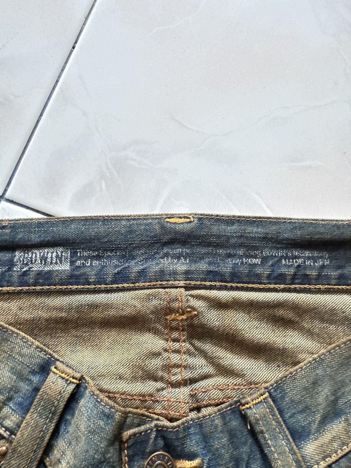 If Six Was Nine Rare Edwin 535 Pierced & Studs Heavy Mud Wash Flared Jeans Size US 32 / EU 48 - 24 Thumbnail