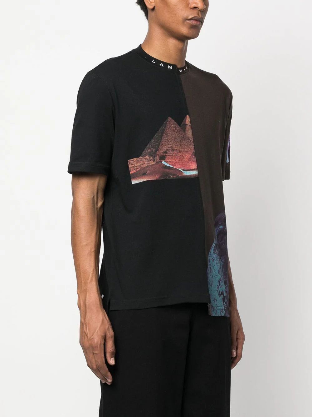 Lanvin o1w1db10724 Embroidered Asymmetric T-Shirt in Multicolor Size US XL / EU 56 / 4 - 3 Thumbnail