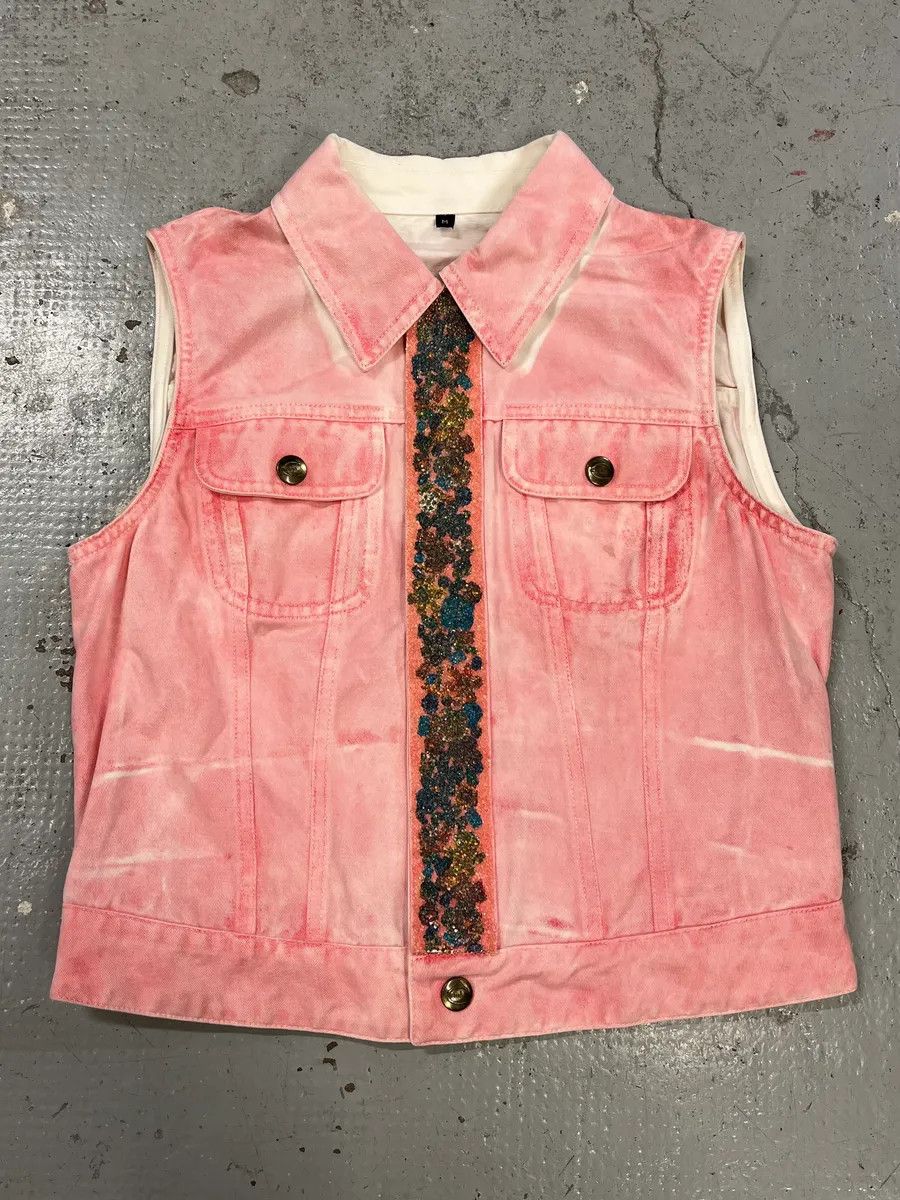 Just Cavalli 2000s Cavalli Pink Embellished Vest Jacket Size M / US 6-8 / IT 42-44 - 1 Thumbnail
