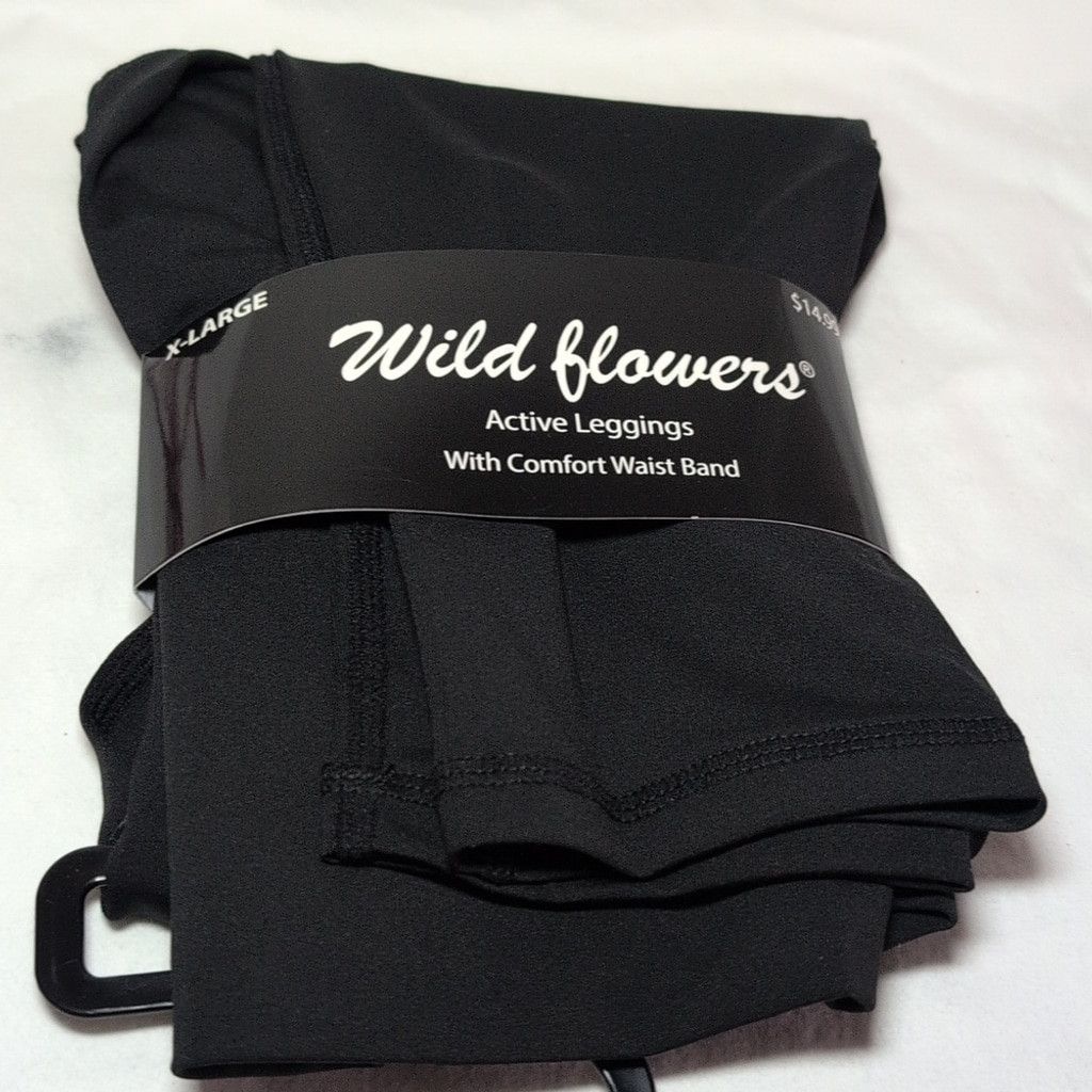 NBDN Nobrandedon Wild Flowers Black Active Leggings XL Size ONE SIZE - 3 Thumbnail