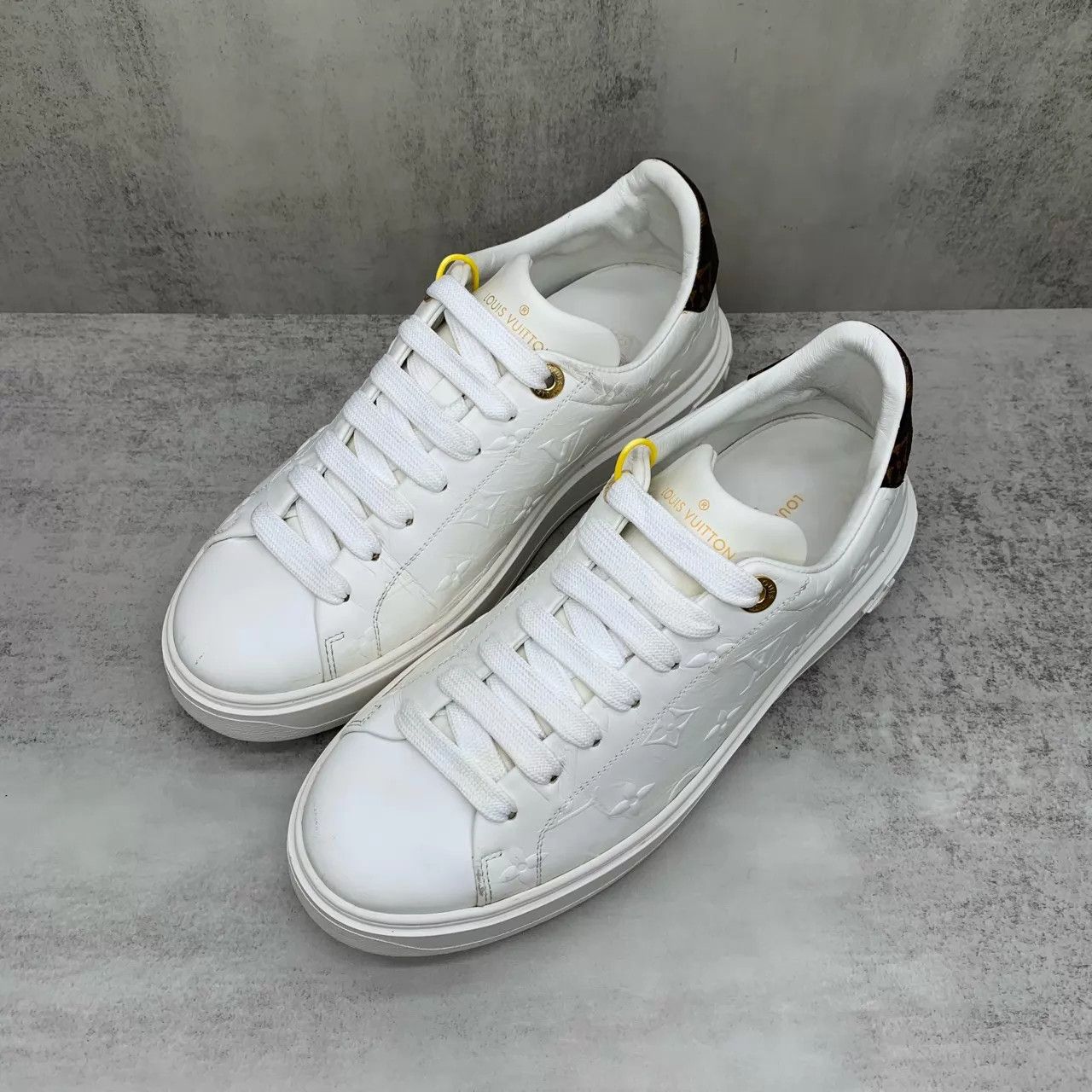 Louis Vuitton LV Time Out White Monogram Print Sneakers 39 95 New Size US 8.5 / IT 38.5 - 1 Thumbnail