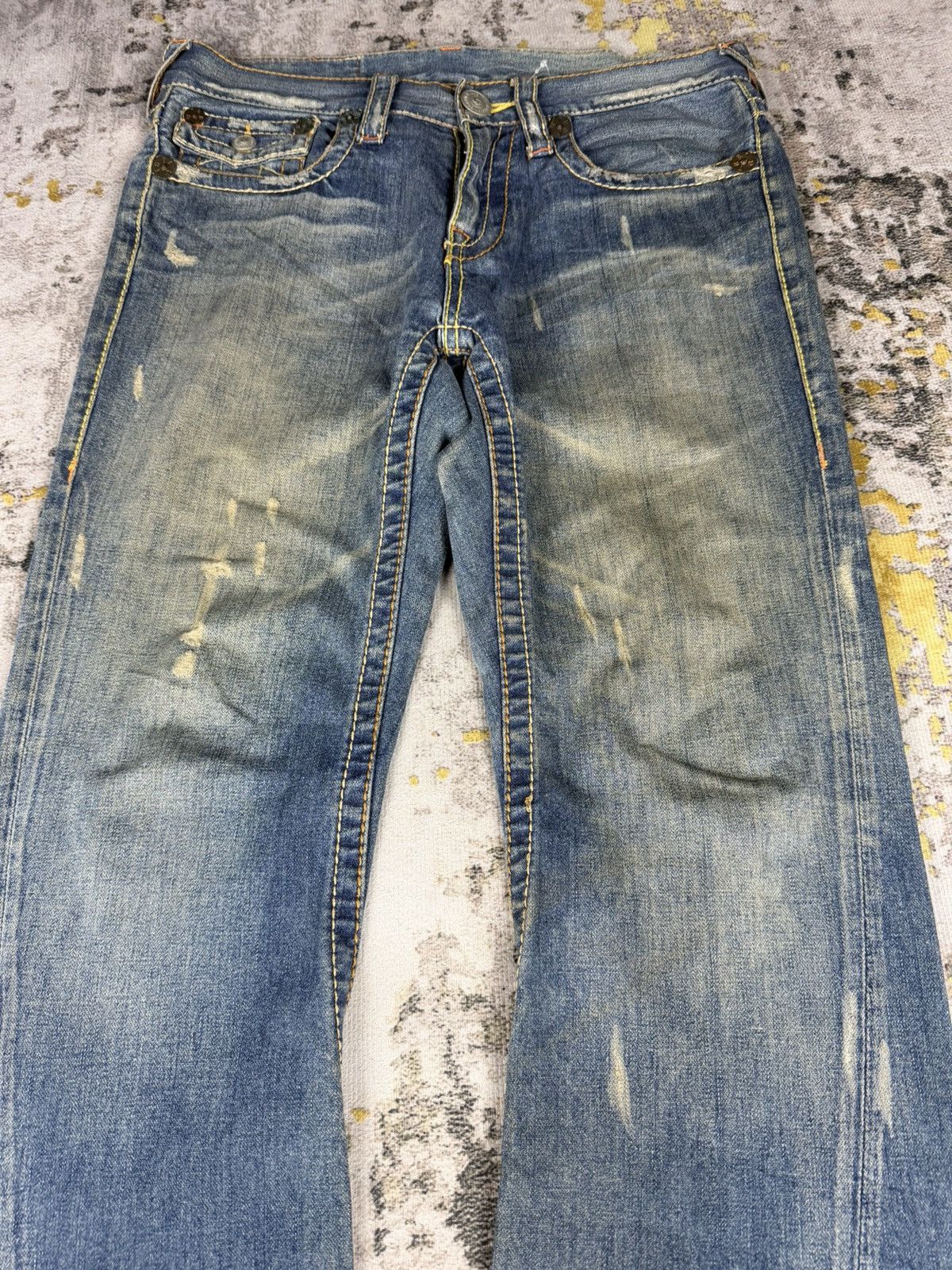 Tornado Mart Vintage True Religion Joey Big T Flared Distressed Jeans Size US 33 - 3 Thumbnail