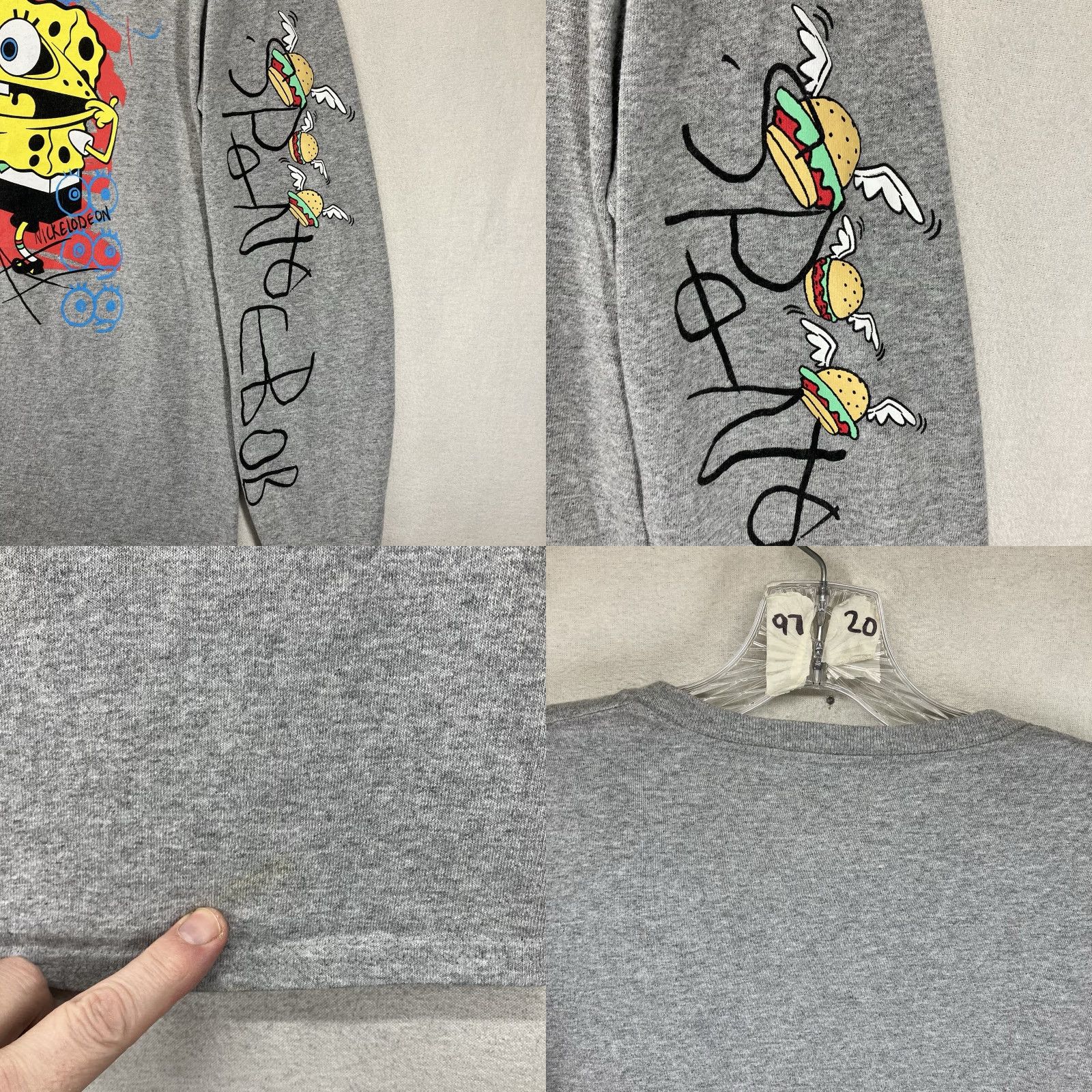 Nickelodeon Mens SpongeBob T Shirt Medium Graphic Print Long Sleeve Nickelodeon Cartoon Funny Gray Cotton Blend Crew Neck Casual Mens Size US M / EU 48-50 / 2 - 9 Thumbnail