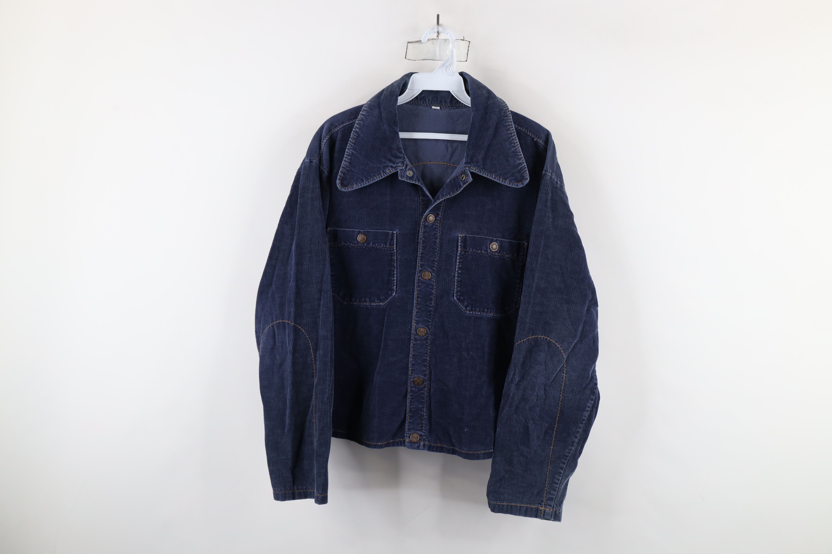 Vintage 50s 60s Streetwear Corduroy Trucker Jacket Blue USA