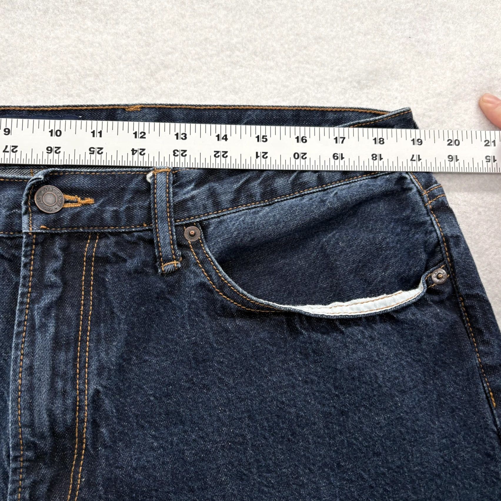 Gap GAP Denim Jeans Mens 38x30 Blue Straight Leg Dark Wash Cotton Classic Fit Short Size US 38 / EU 54 - 6 Thumbnail