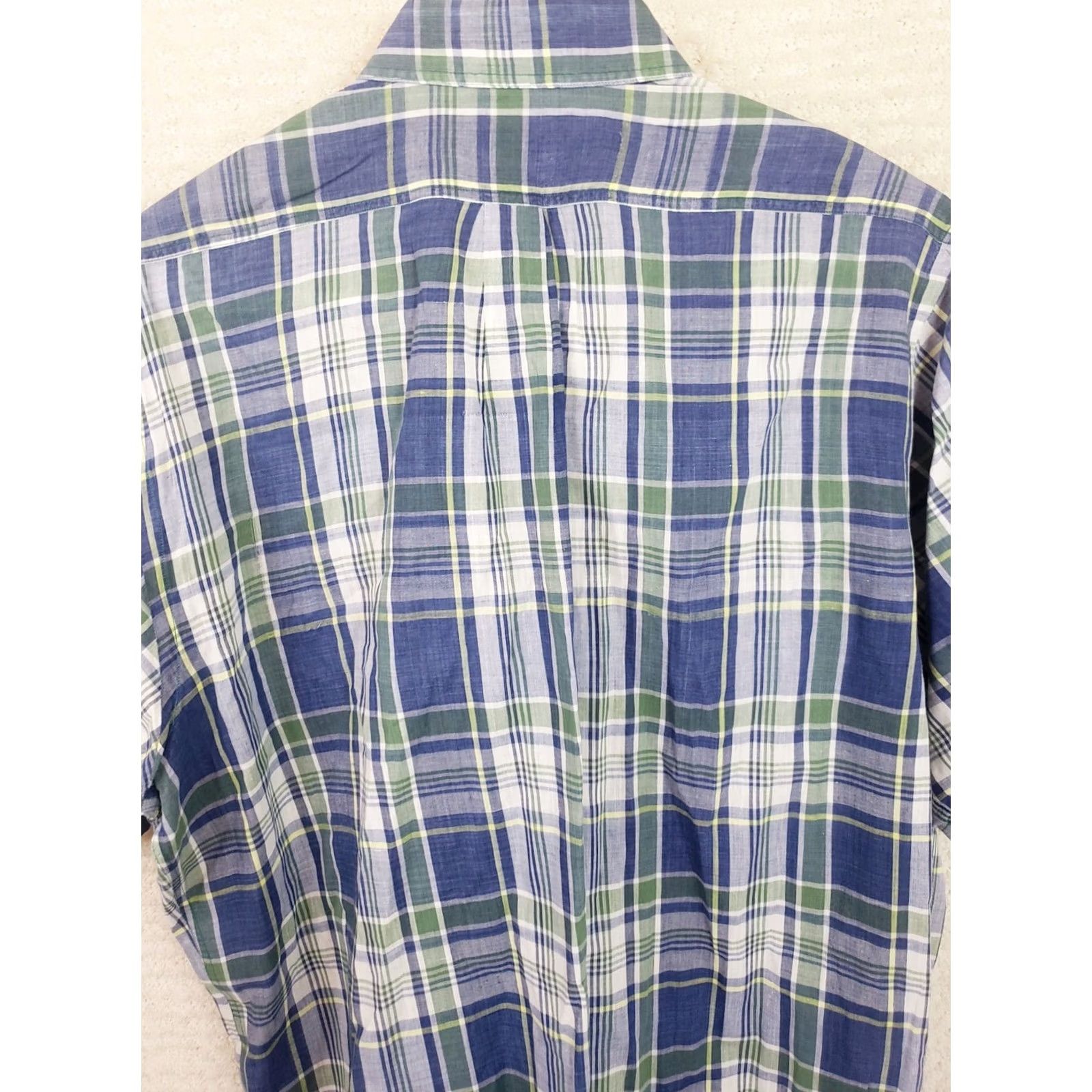 Vintage L.L. Bean Button-Up Shirt XL Blue Plaid Cotton Short Sleeve Traditional Fit Mens Size US XL / EU 56 / 4 - 6 Thumbnail