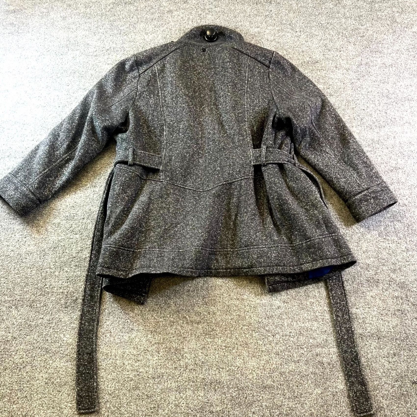 Vintage Intl D.e.t.a.i.L.S Coat Womens XL Black Pea Cotton Double Breasted Belted Preppy Size XL / US 12-14 / IT 48-50 - 7 Thumbnail
