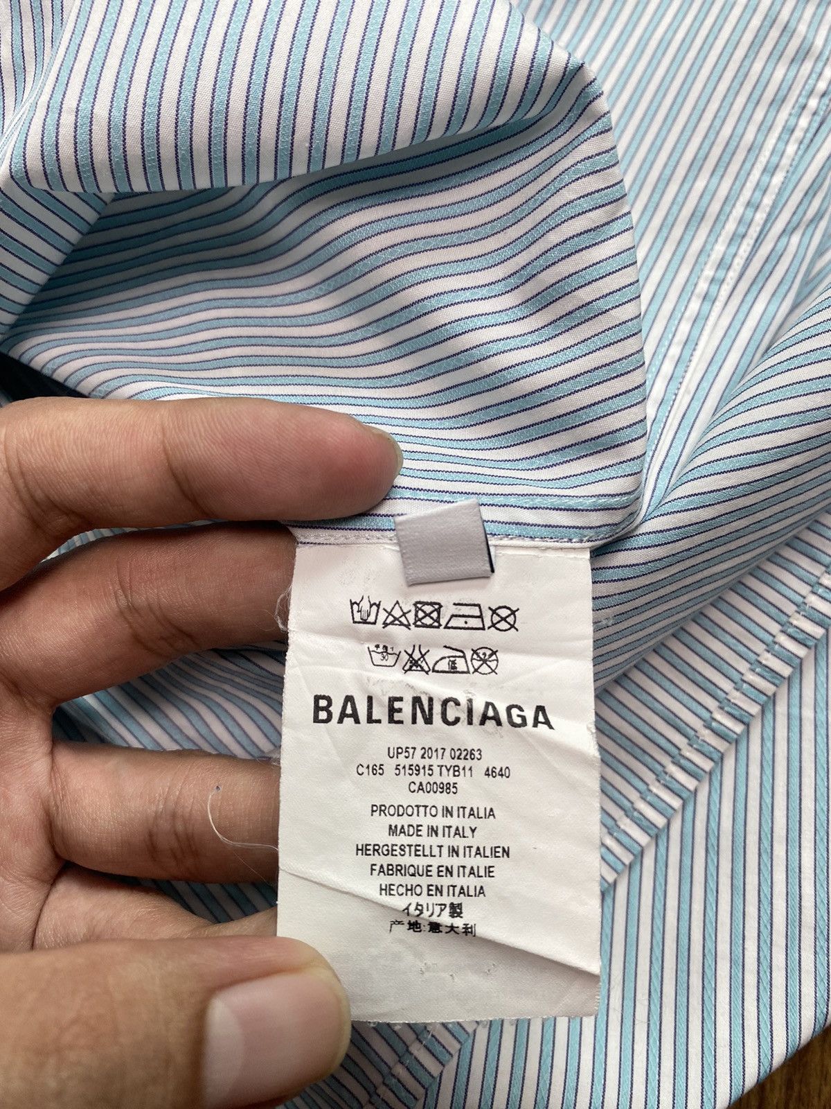 Balenciaga 2017 Balenciaga Archetype Striped Textured Oversize Shirt Size US L / EU 52-54 / 3 - 6 Thumbnail