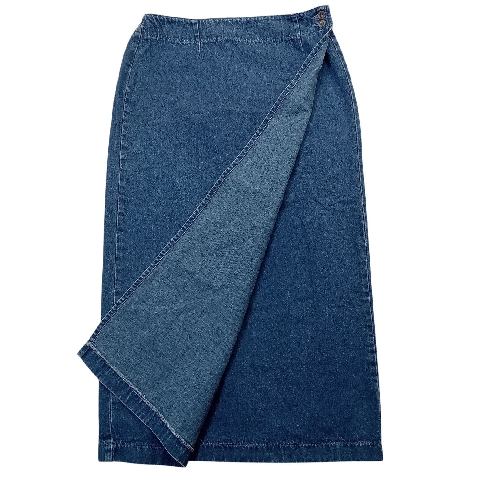 & Other Stories Lee Skirt 10 Women's Rivited Wrap Around Straight Blue Denim Size 32" / US 10 / IT 46 - 2 Thumbnail