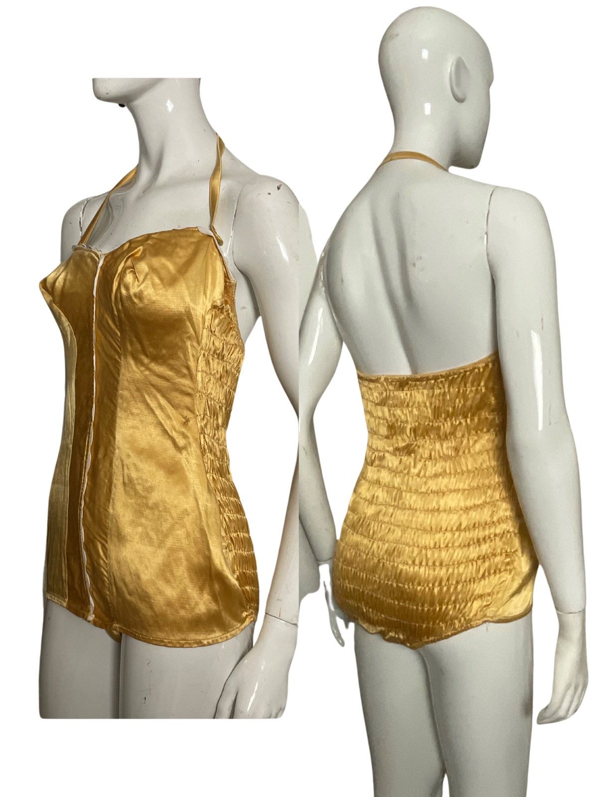image of Vintage 1950S Gold Satin Bathing Suit Minster Swimsuit, Women's