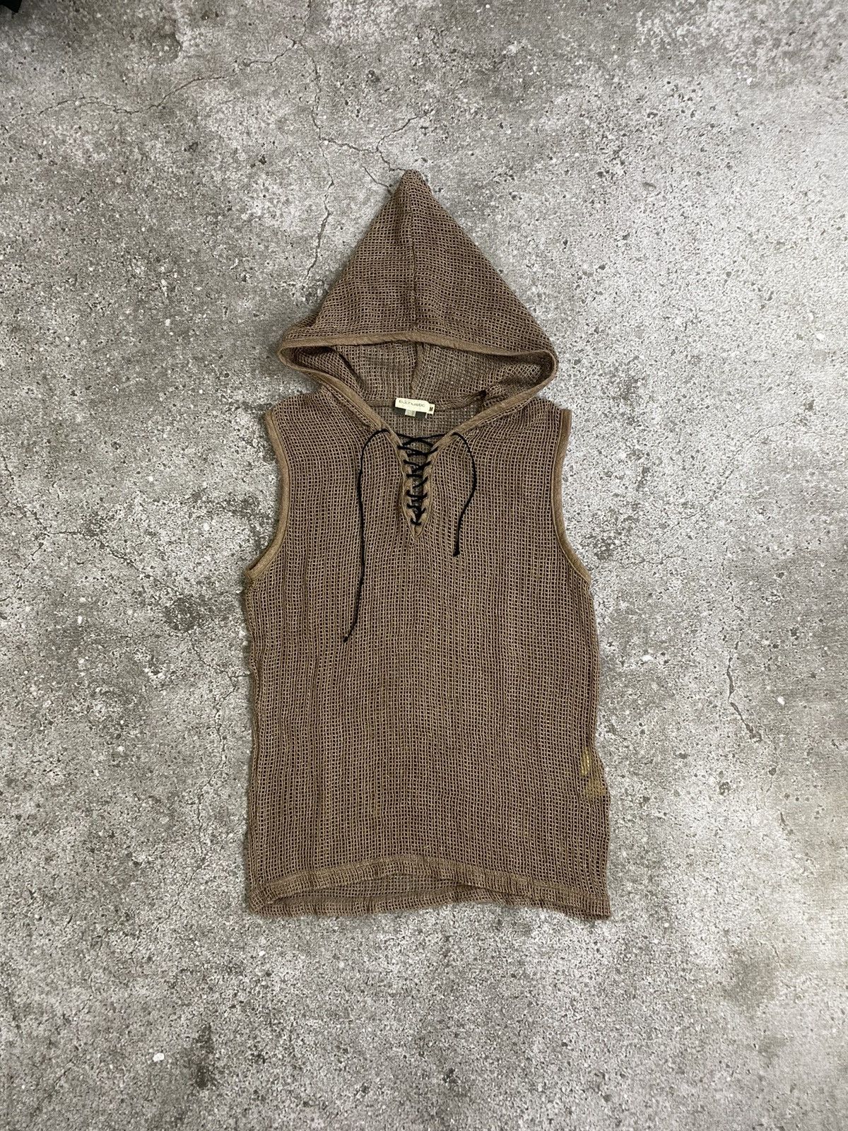 y2k euphuistic mesh knitt hoodie