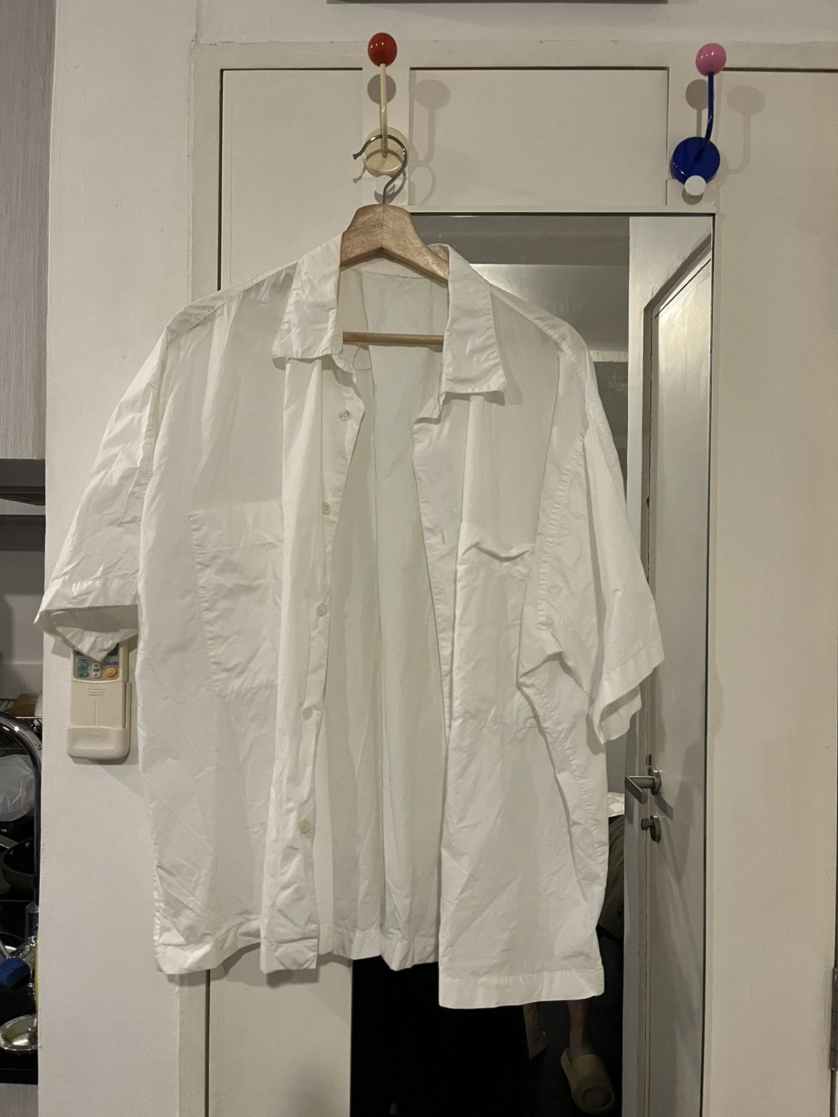 Studio Nicholson Studio Nicholson Boxy Short Sleeve Shirt Cotton Poplin White Size US L / EU 52-54 / 3 - 1 Thumbnail