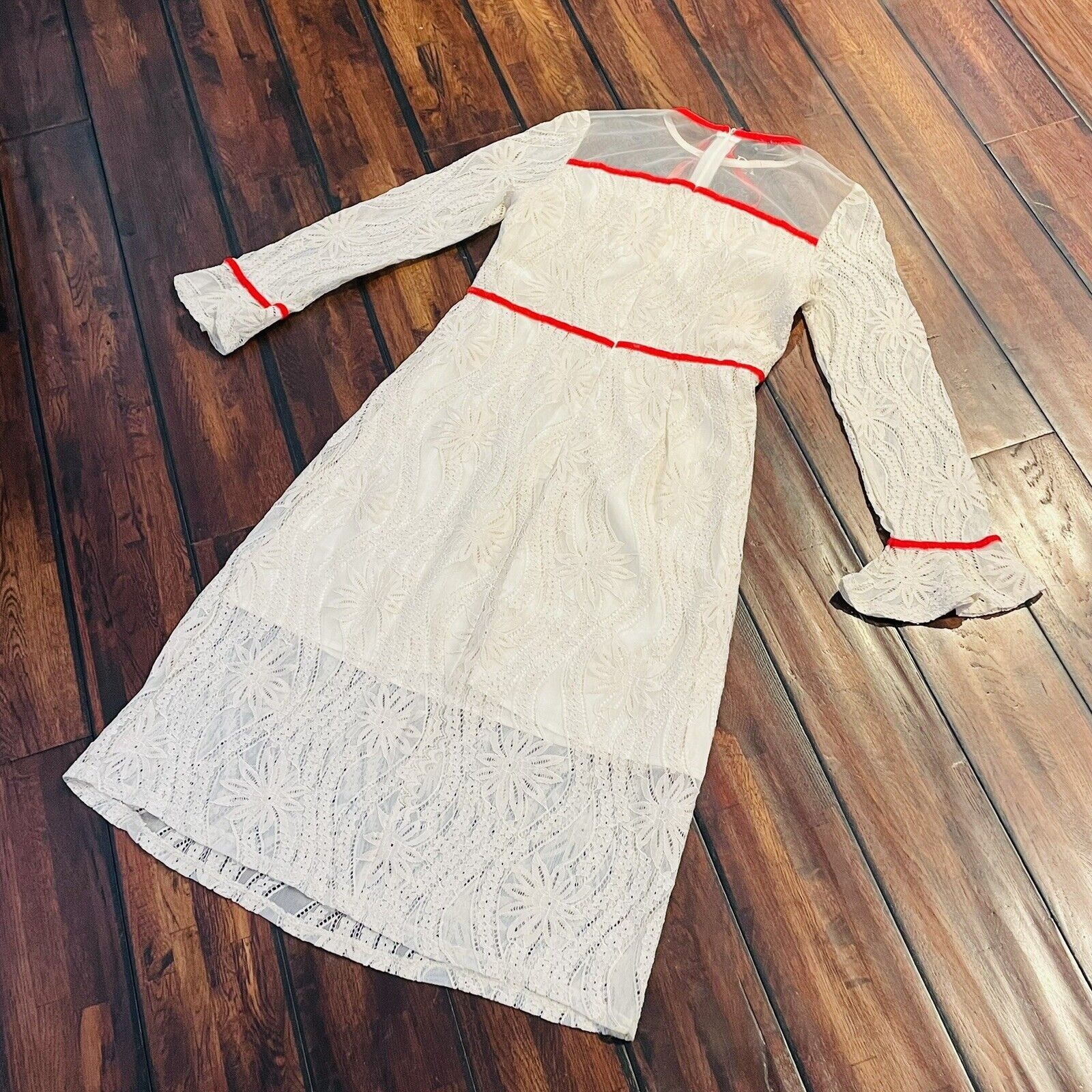Other Dza Midi Dress Women's Medium Long Sleeve Slip Covered In La Size M / US 6-8 / IT 42-44 - 7 Thumbnail