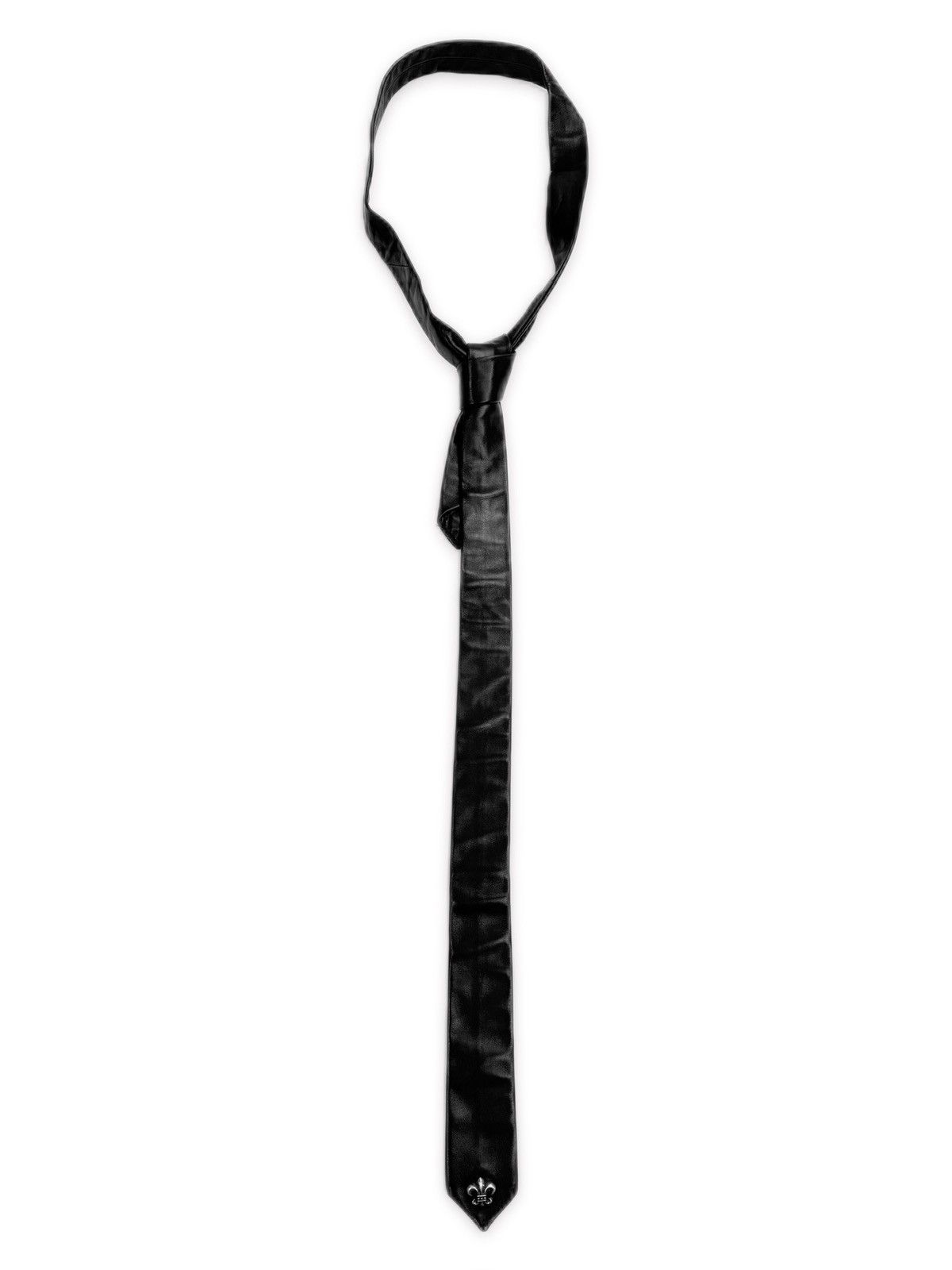 Chrome Hearts Chrome Hearts Fleur de Lis Pendant Black Leather Suit Neck Tie Size ONE SIZE - 2 Thumbnail
