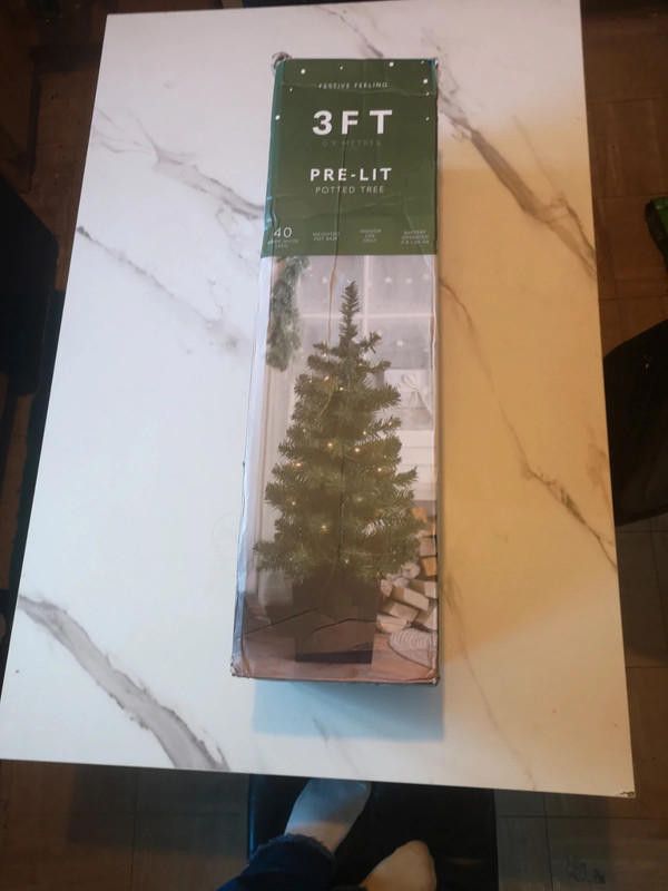 Designer 3 ft pre lit posted tree with 40 warm white leds light Size ONE SIZE - 1 Thumbnail