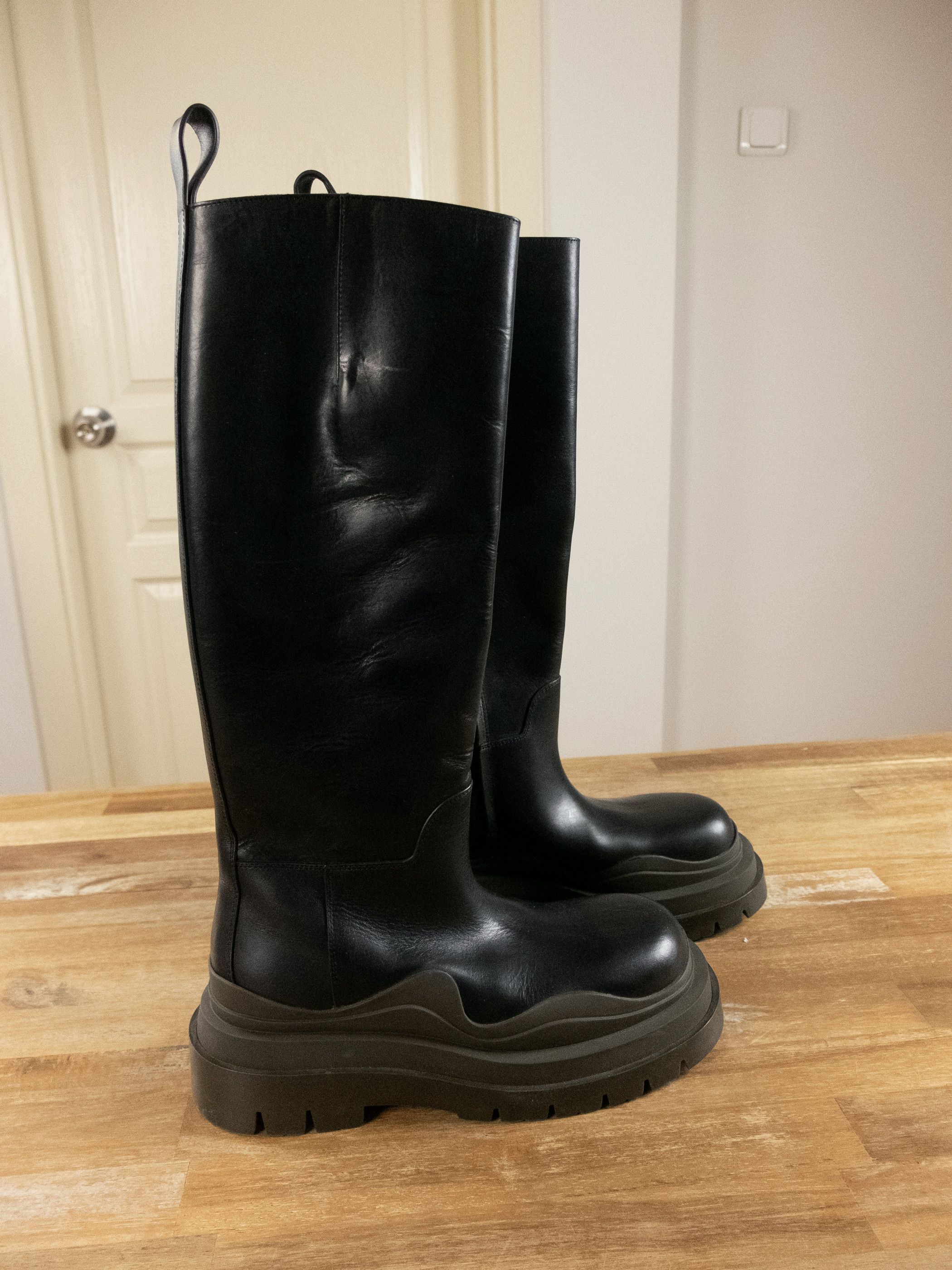 Bottega Veneta BOTTEGA VENETA Tire black green leather tall boots 8 38 q Size US 8 / IT 38 - 2 Thumbnail