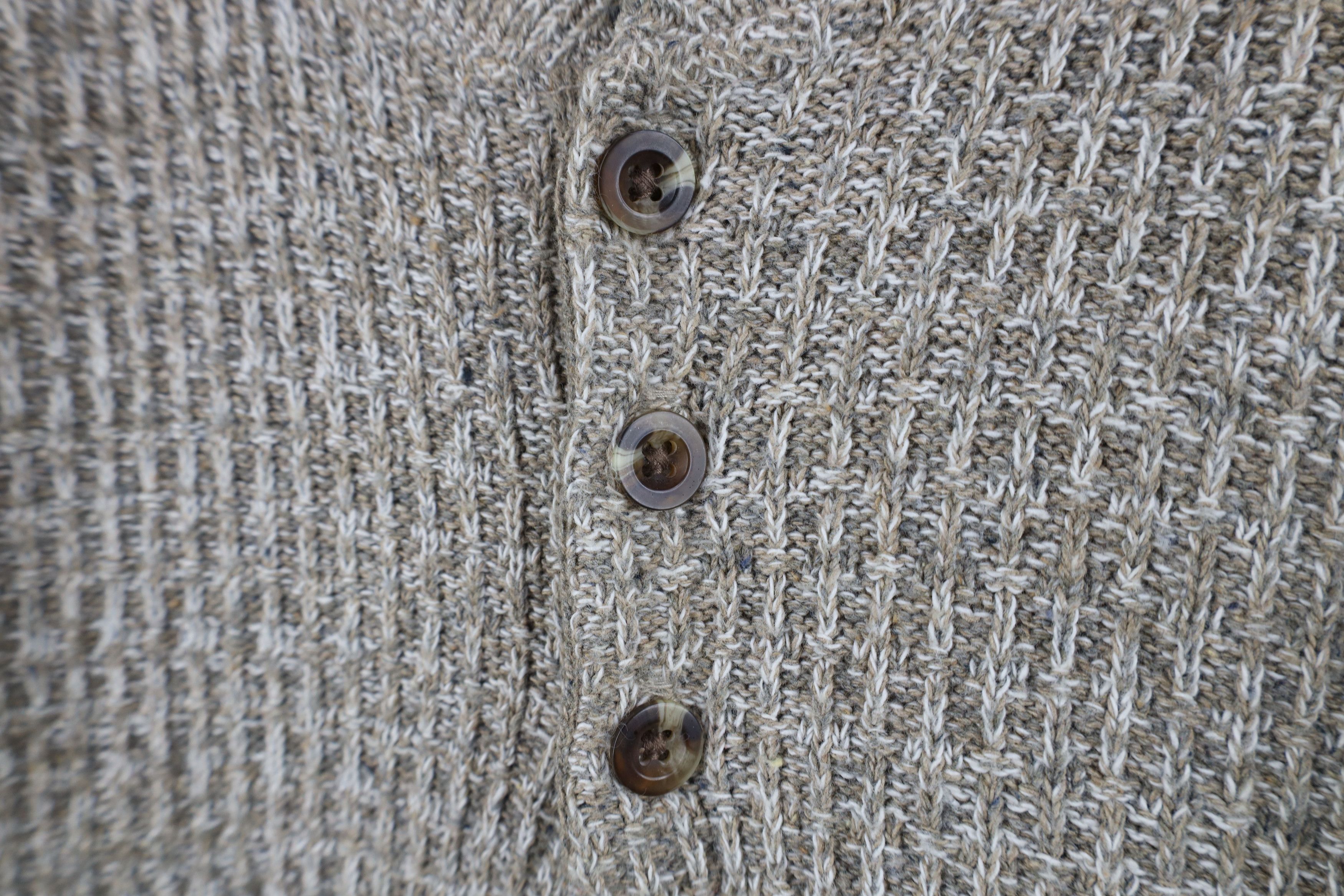 Vintage Vintage 90s Streetwear Knit Henley Sweater Oatmeal Brown Size US L / EU 52-54 / 3 - 6 Thumbnail