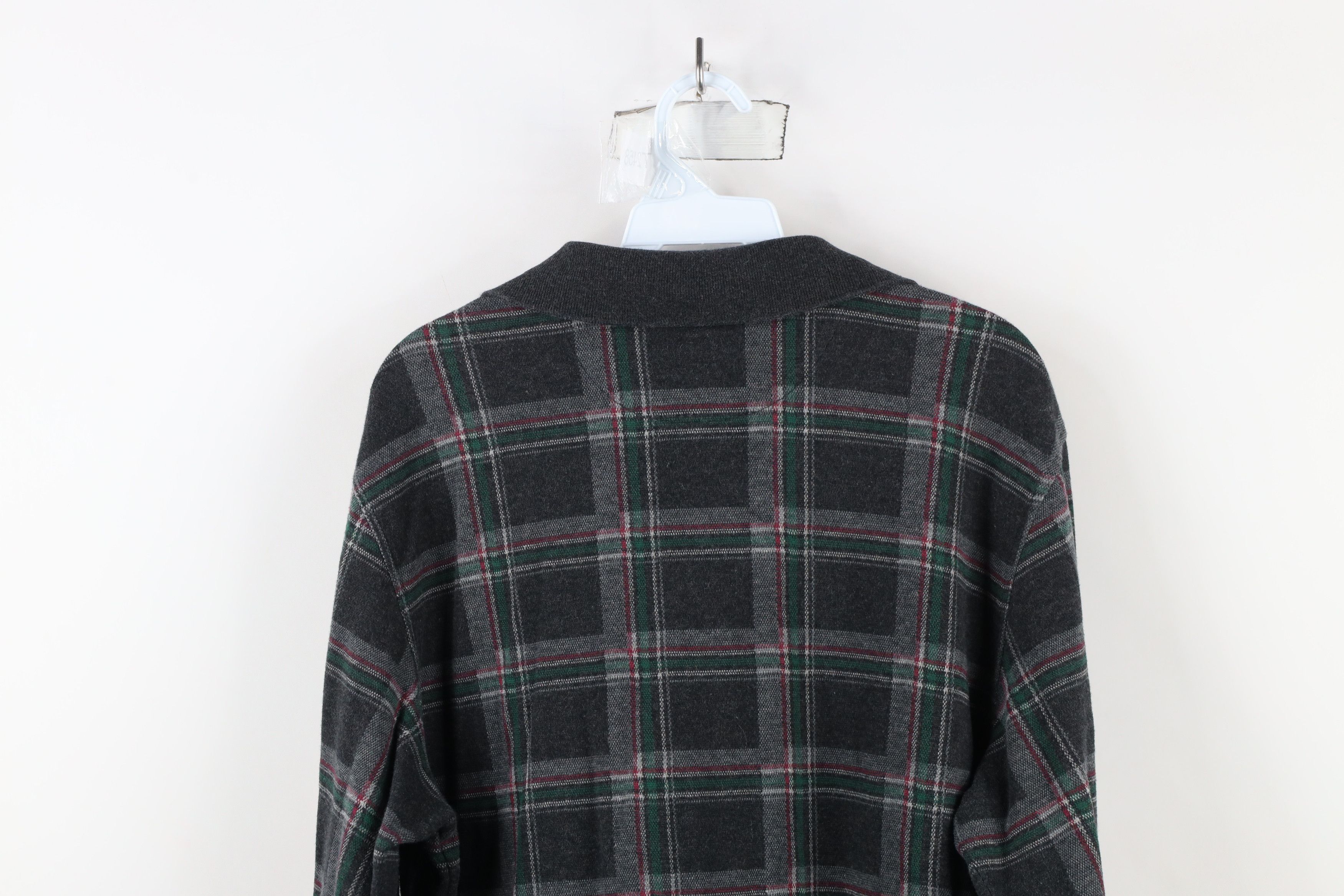 Lands' End × Vintage Vintage 90s Lands End Long Sleeve Rugby Polo Shirt Plaid Size US L / EU 52-54 / 3 - 8 Thumbnail