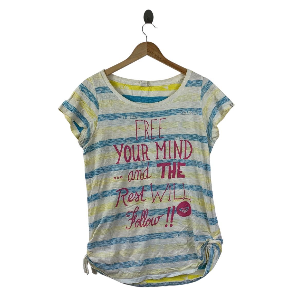 Vintage Roxy Beachwear Striped Tee Womens M Graphic Quote Shirt Size M / US 6-8 / IT 42-44 - 1 Thumbnail