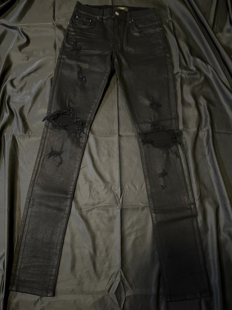 Amiri Amiri Knee-brushed waxed basic jeans -DMC-2508 Size US 29 - 1 Thumbnail