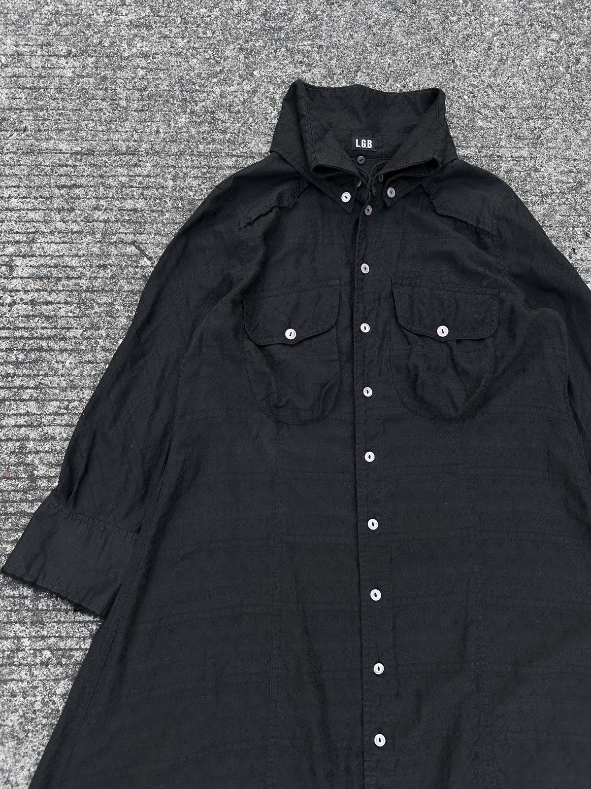 If Six Was Nine × Le Grande Bleu (L.G.B.) L.G.B. Black Distressed Long Shirt Size US S / EU 44-46 / 1 - 10 Thumbnail
