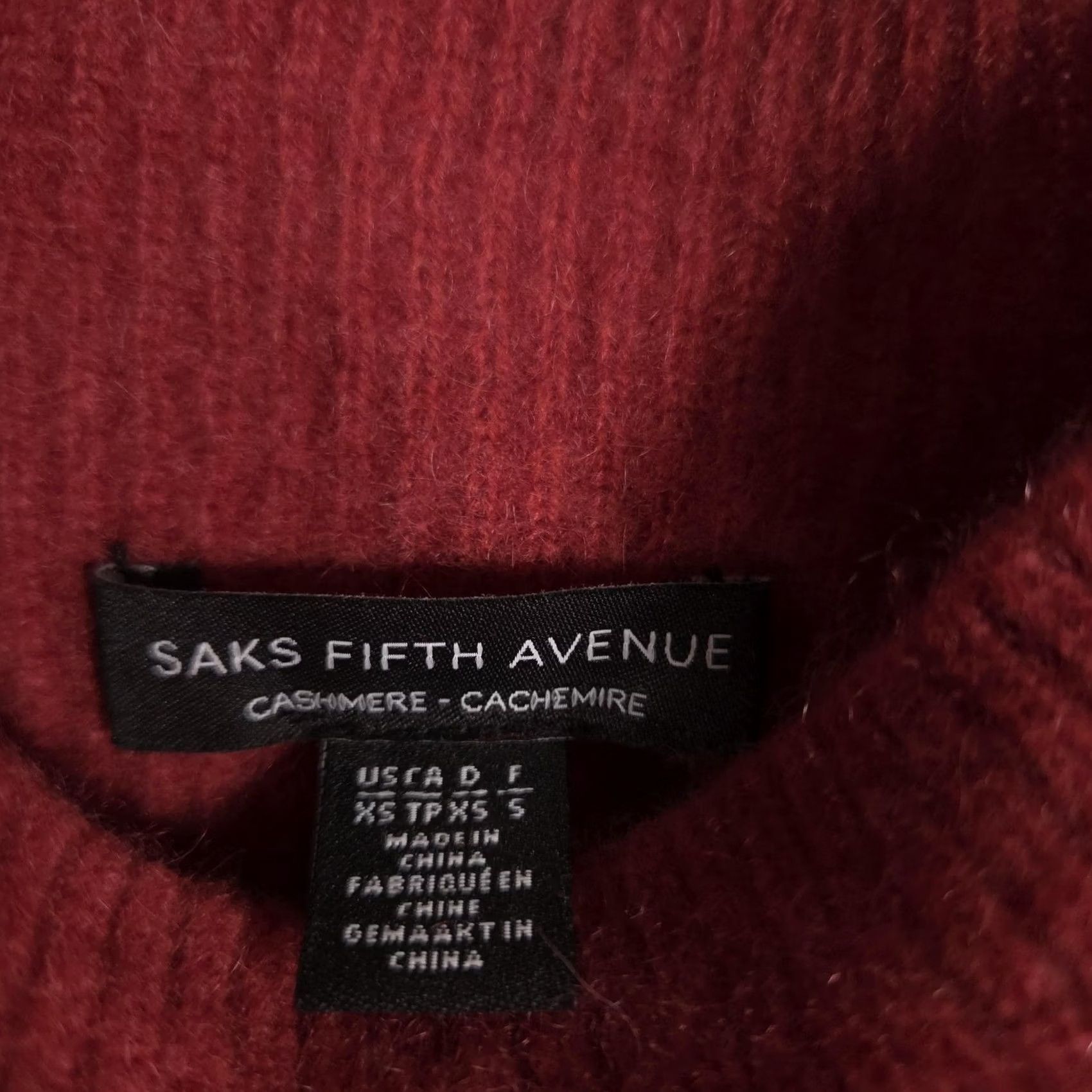 Saks Fifth Avenue Saks Fifth Avenue Sweater Womens XS Red Cashmere Mock Neck Dolman Knit Pullover Size XS / US 0-2 / IT 36-38 - 5 Thumbnail